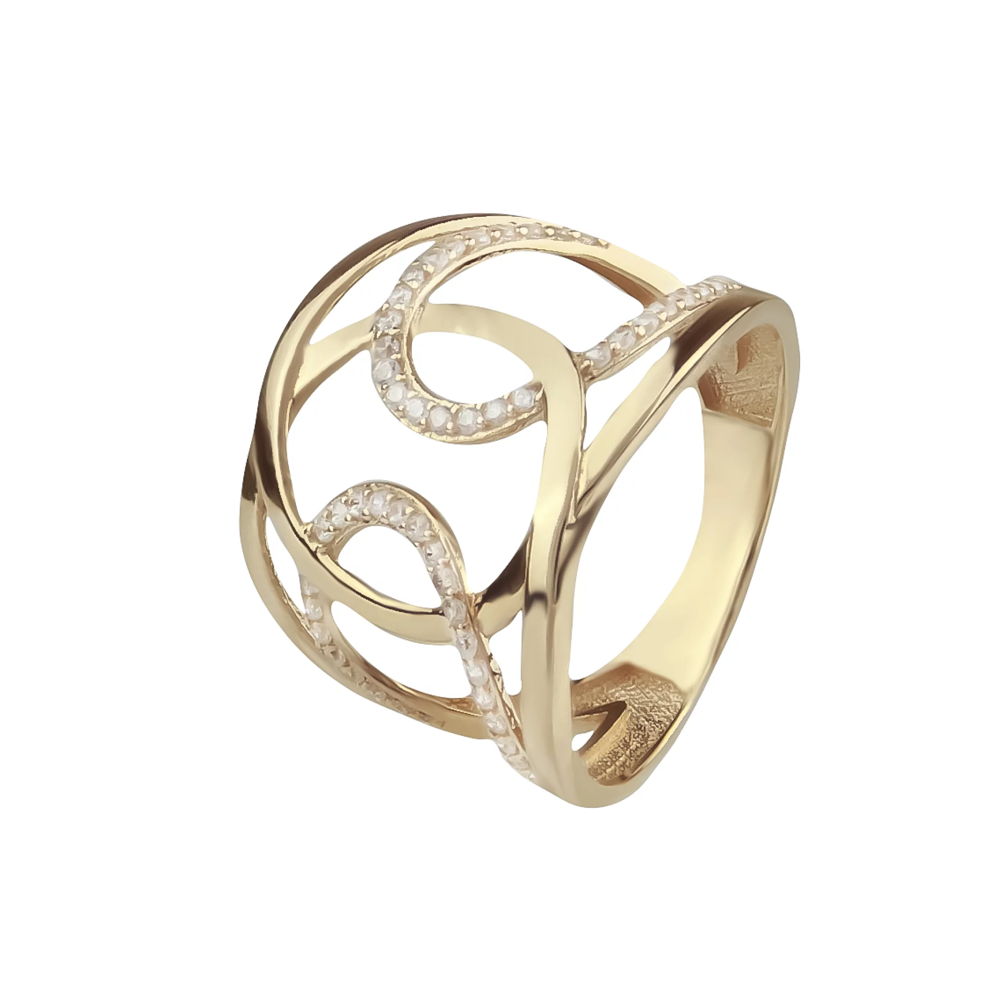 Золотое кольцо с фианитами - 828156 – изображение 1