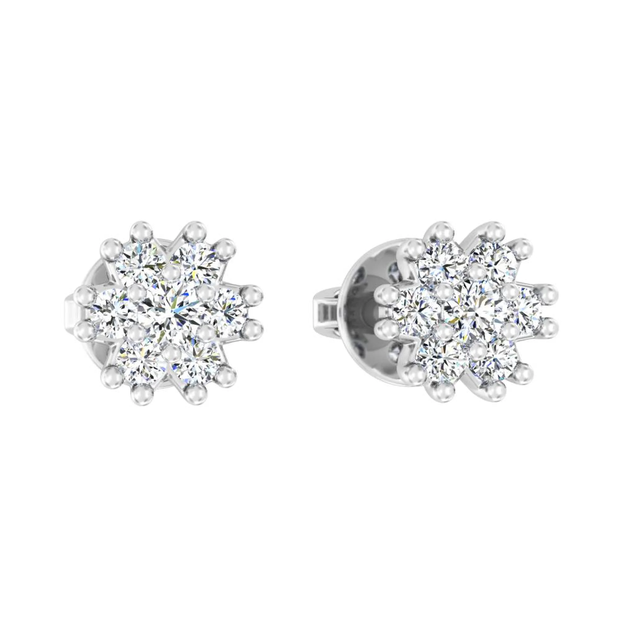 Серьги-гвоздики из белого золота с бриллиантами - 1506692 - 1