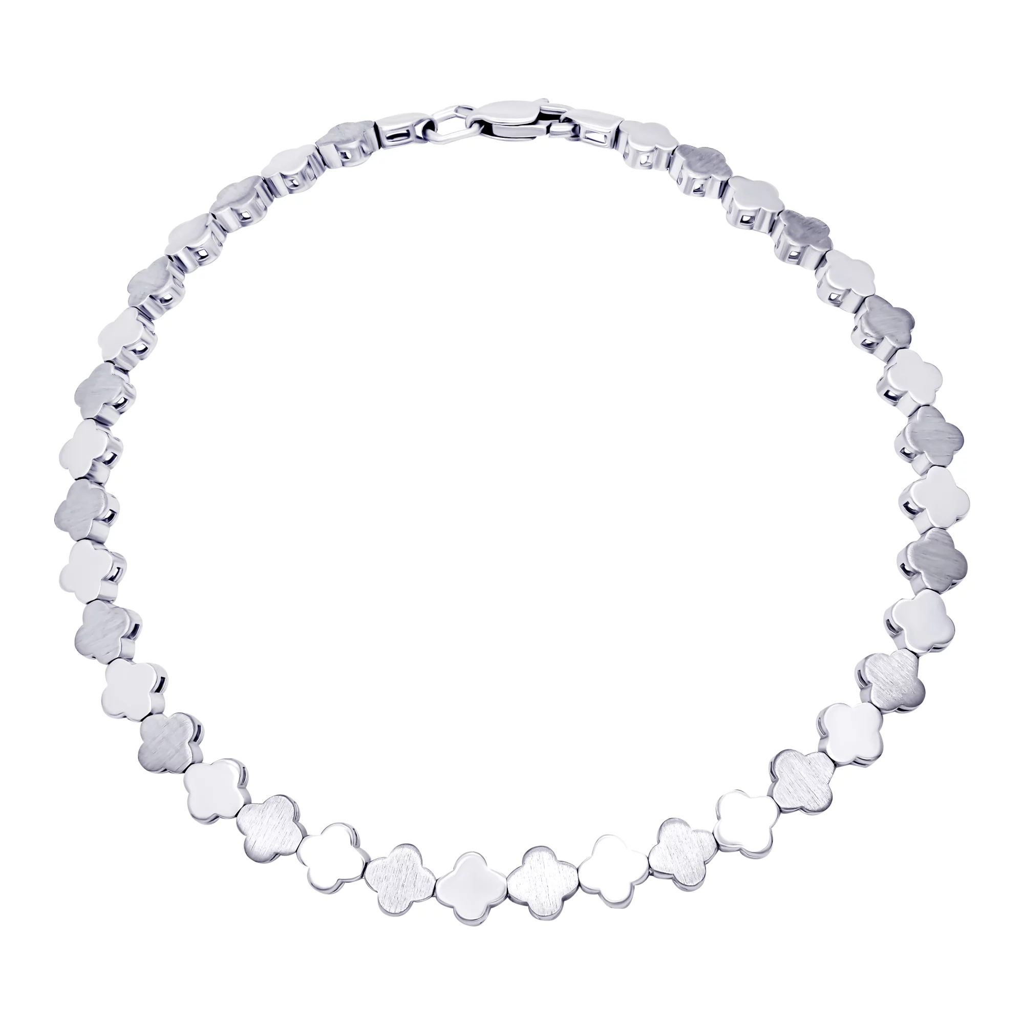 Браслет серебряный "Клевер" с фантазийным плетением - 896358 – изображение 1