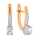 Серьги с фианитами в комбинированном золоте - 406493