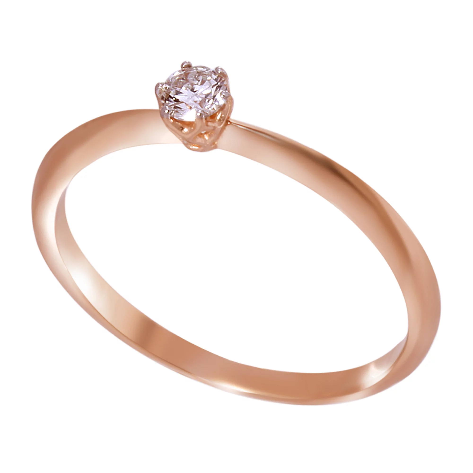 Кольцо из красного золота с бриллиантом - 963860 – изображение 1