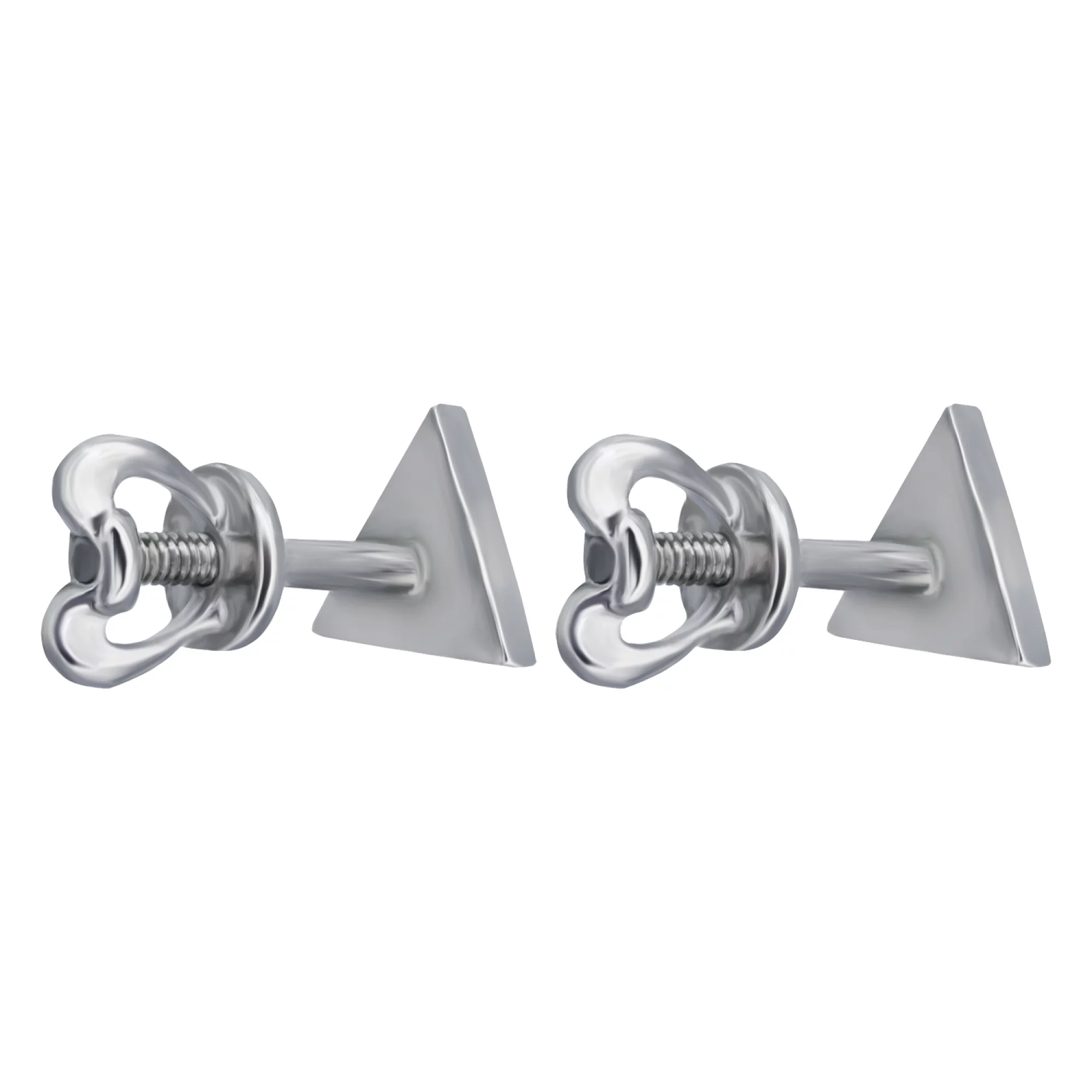 Трикутні срібні сережки-гвоздики - 907523 – зображення 2
