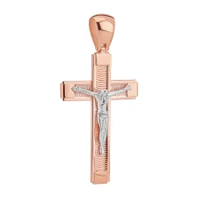 Крест из комбинированного золота "Иисус Христос" - 1951625