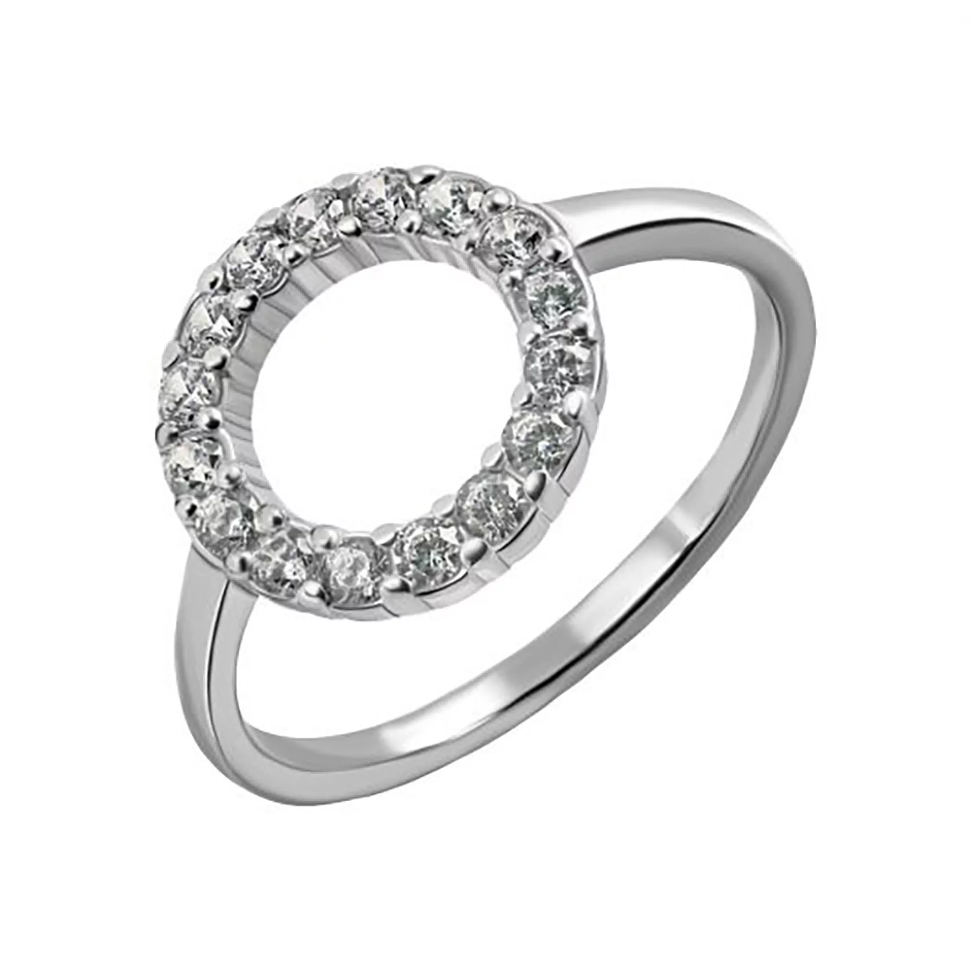 Серебряное кольцо с фианитом "Круг" - 967344 – изображение 1
