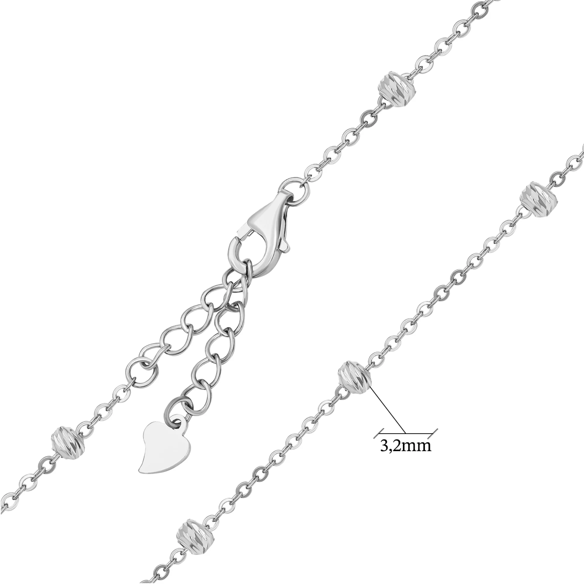 Срібний браслет з кульками плетіння якір  - 1544975 – зображення 3
