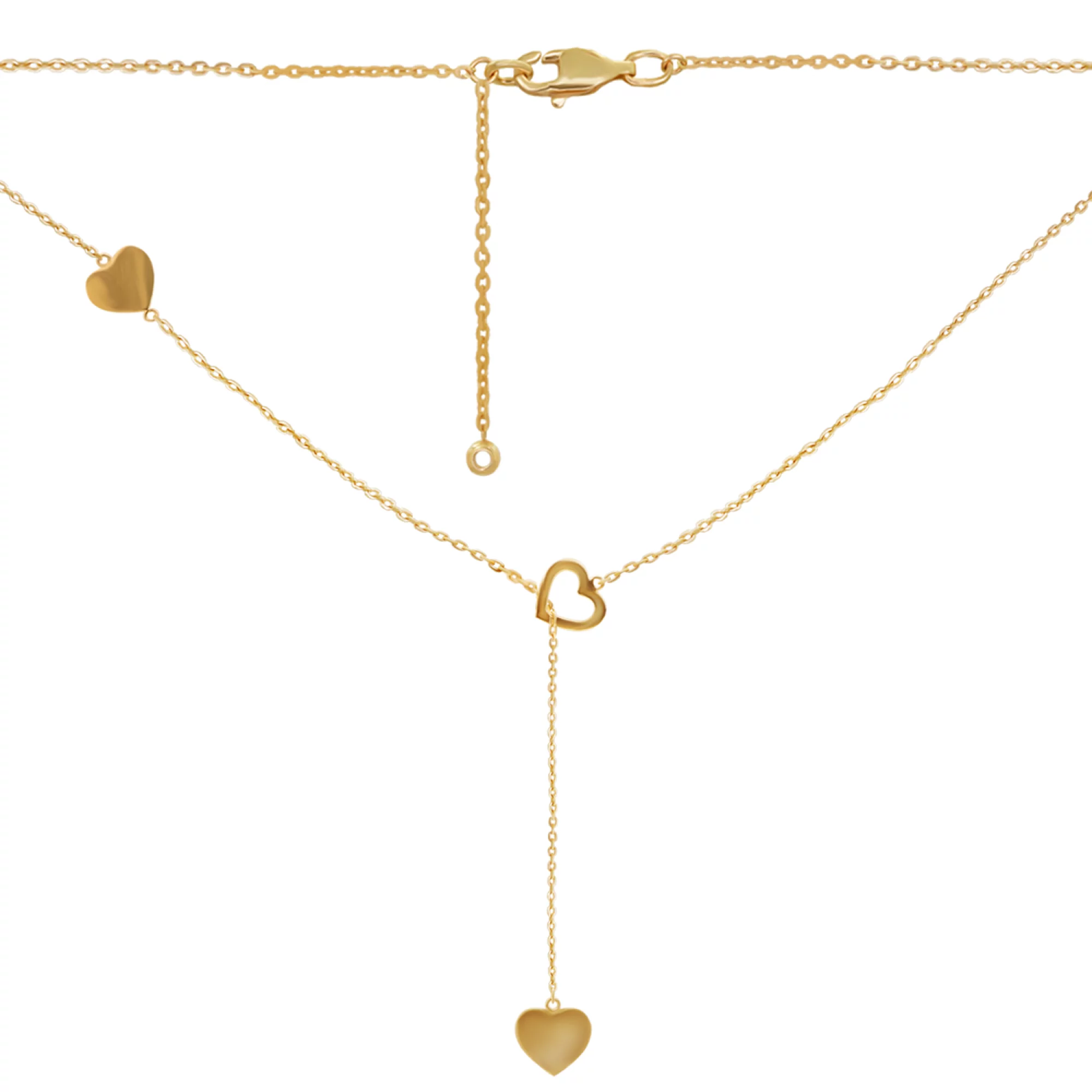 Колье из красного золота с сердечками якорное плетение - 950937 – изображение 1