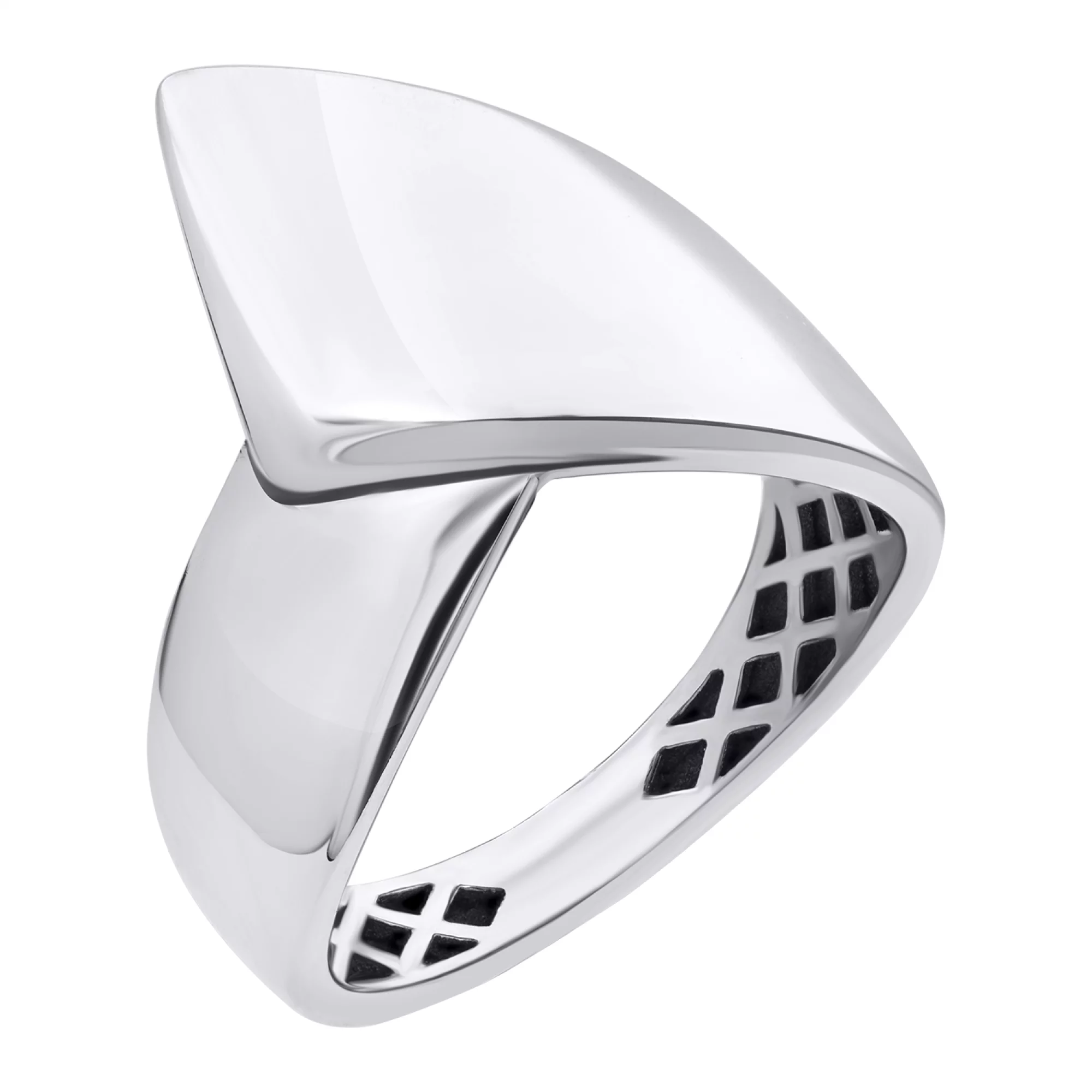 Кольцо серебряное с платиновым покрытием - 878665 – изображение 1