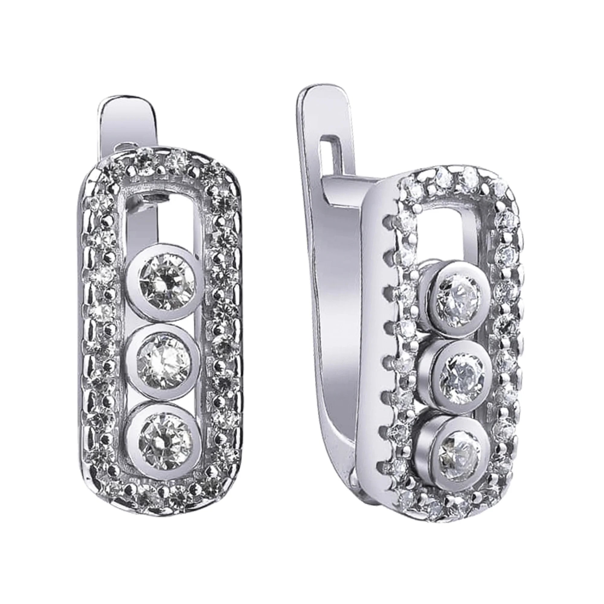 Серебряные сережки с фианитами - 411504 - 1