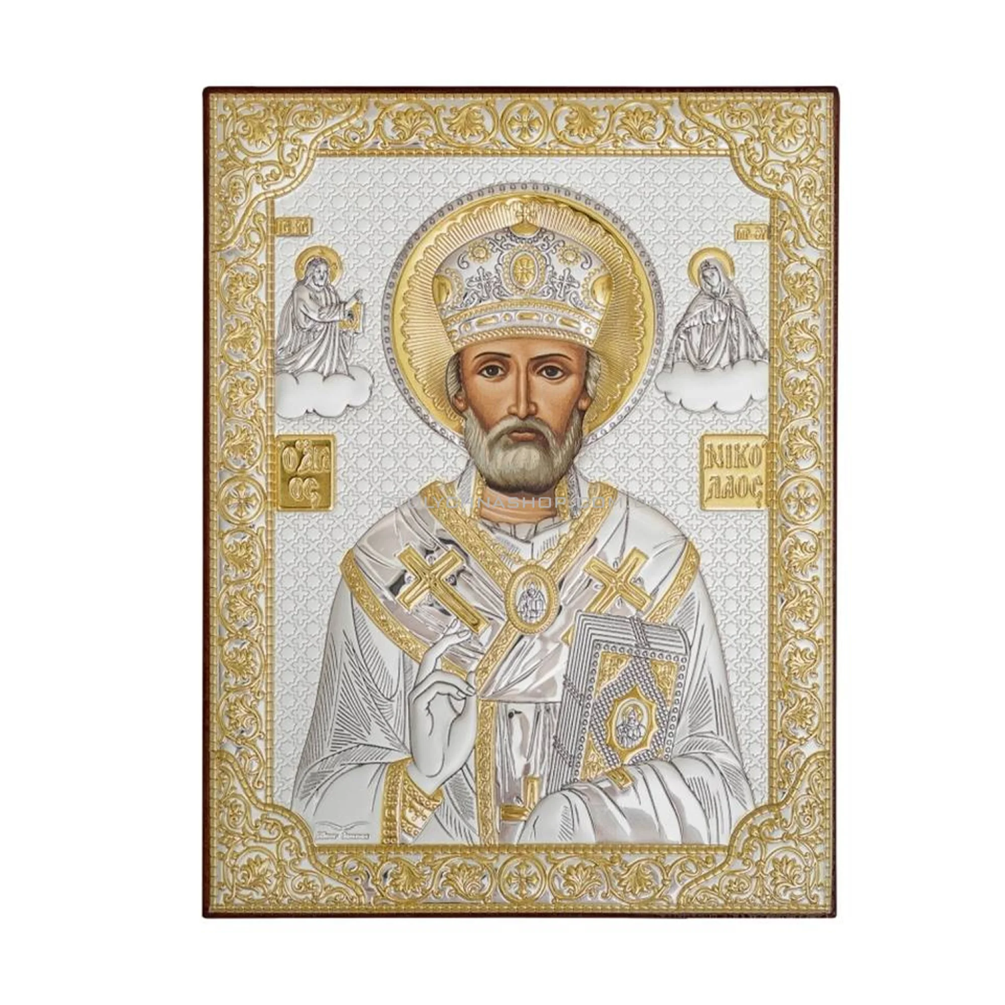 Серебряная икона "Николай Чудотворец"  - 1592313 - 1
