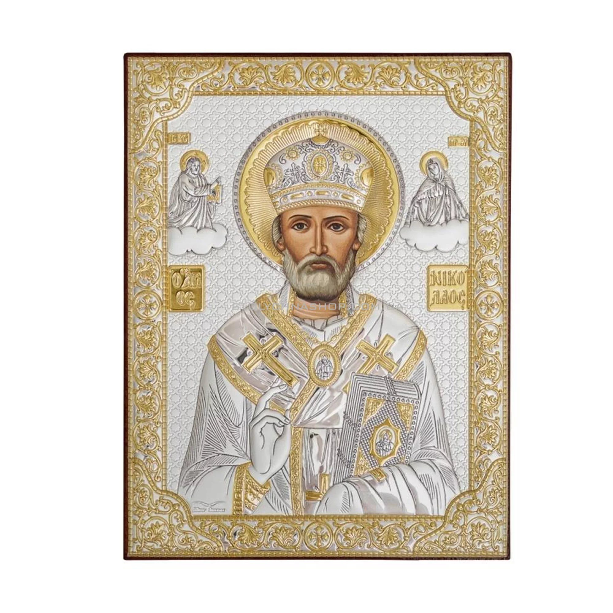 Серебряная икона "Николай Чудотворец" 153х203 мм - 1592313 – изображение 1