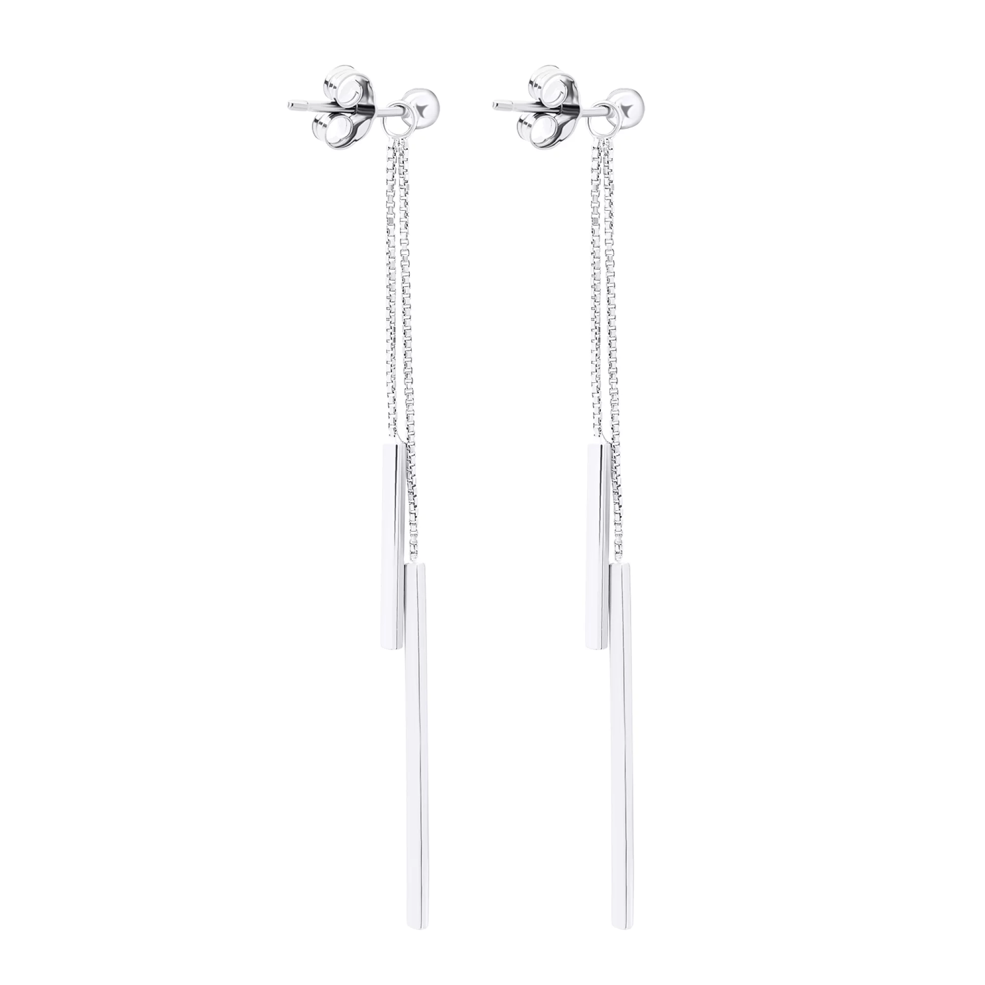 Сережки-гвоздики зі срібла з підвісками - 1521643 – зображення 2