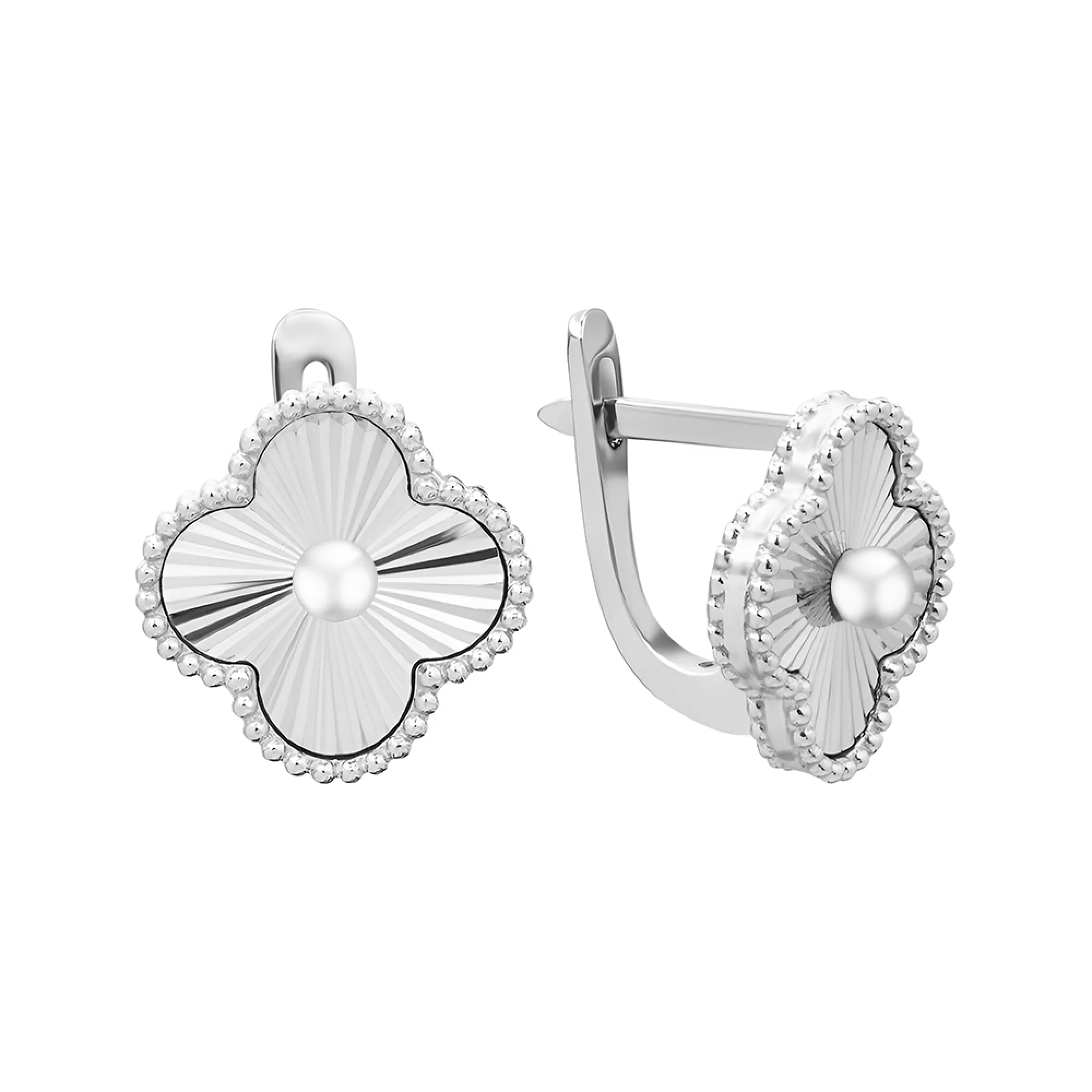 Сережки зі срібла з родіюванням "Конюшина" - 1550944 – зображення 1