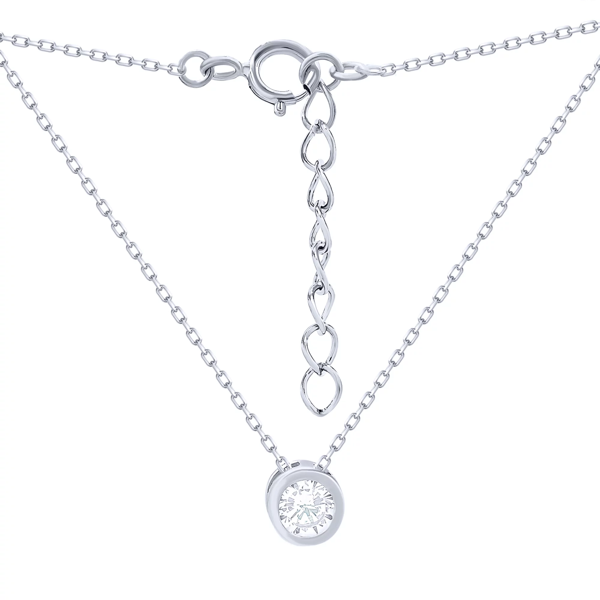 Серебряная цепочка с подвеской и фианитом плетение якорное - 1618273 – изображение 2