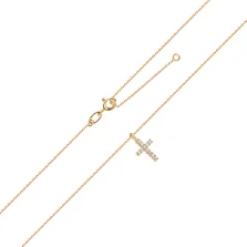 Ланцюжок із червоного золота "Хрест" з підвісом та з діамантами у якірному плетінні - 2124651