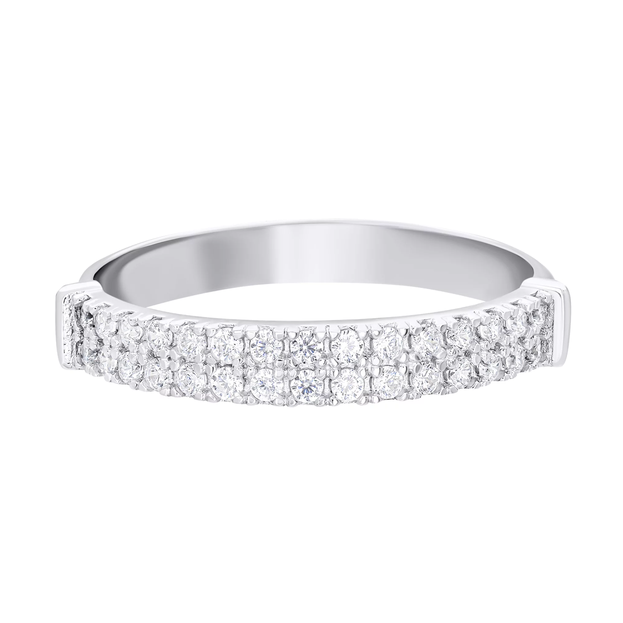 Серебряное кольцо с дорожкой белых фианитов - 1549890 – изображение 2