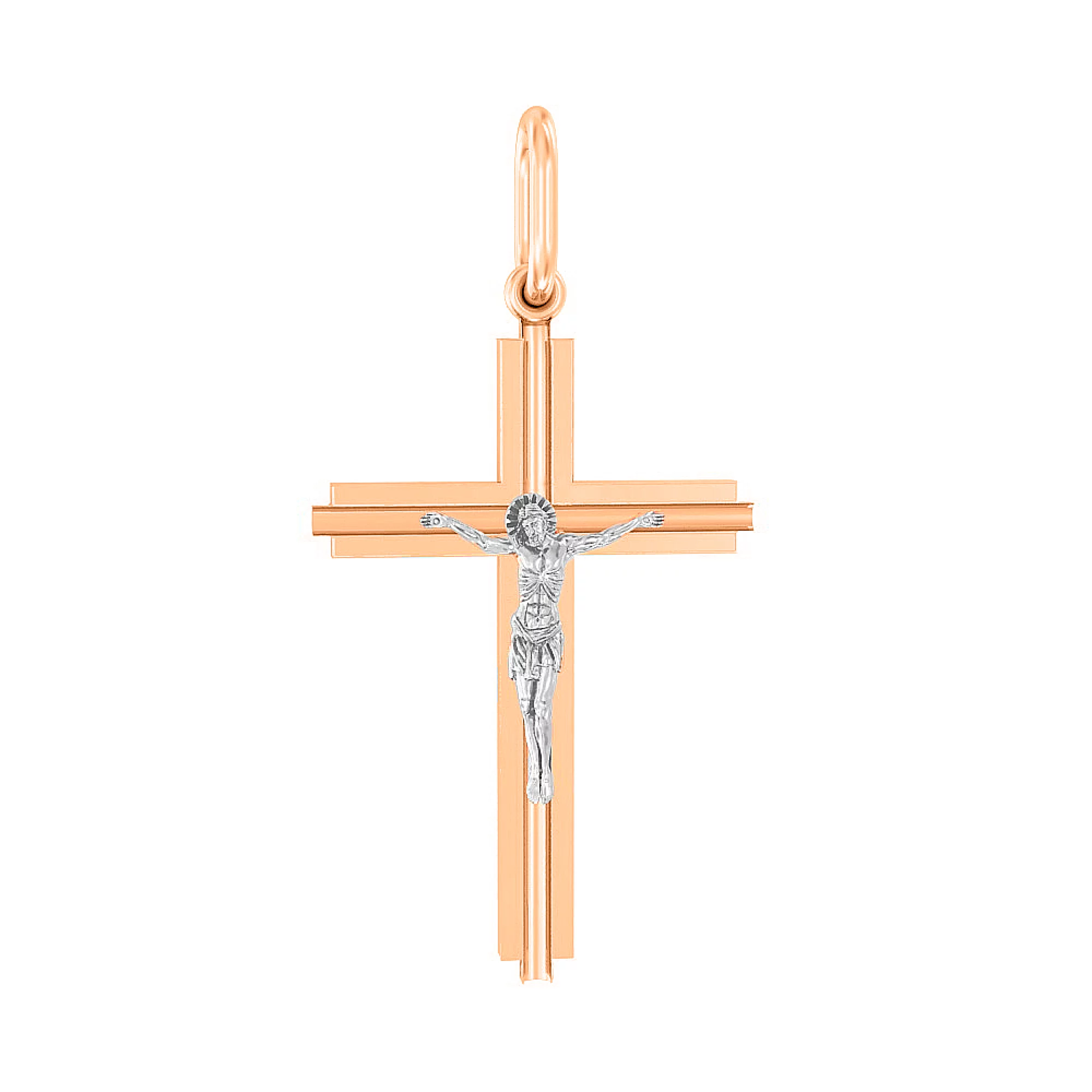 Крестик "Распятие Иисуса" из красного золота - 1532305 – изображение 1