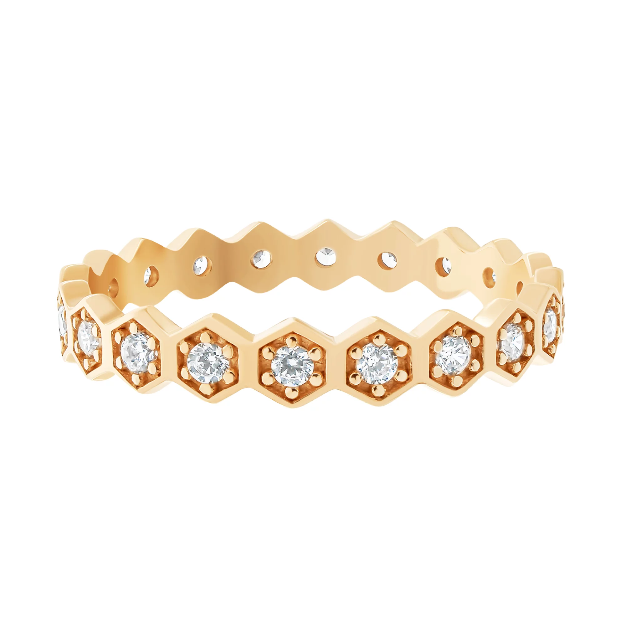 Золотое кольцо с фианитами - 1512508 – изображение 2