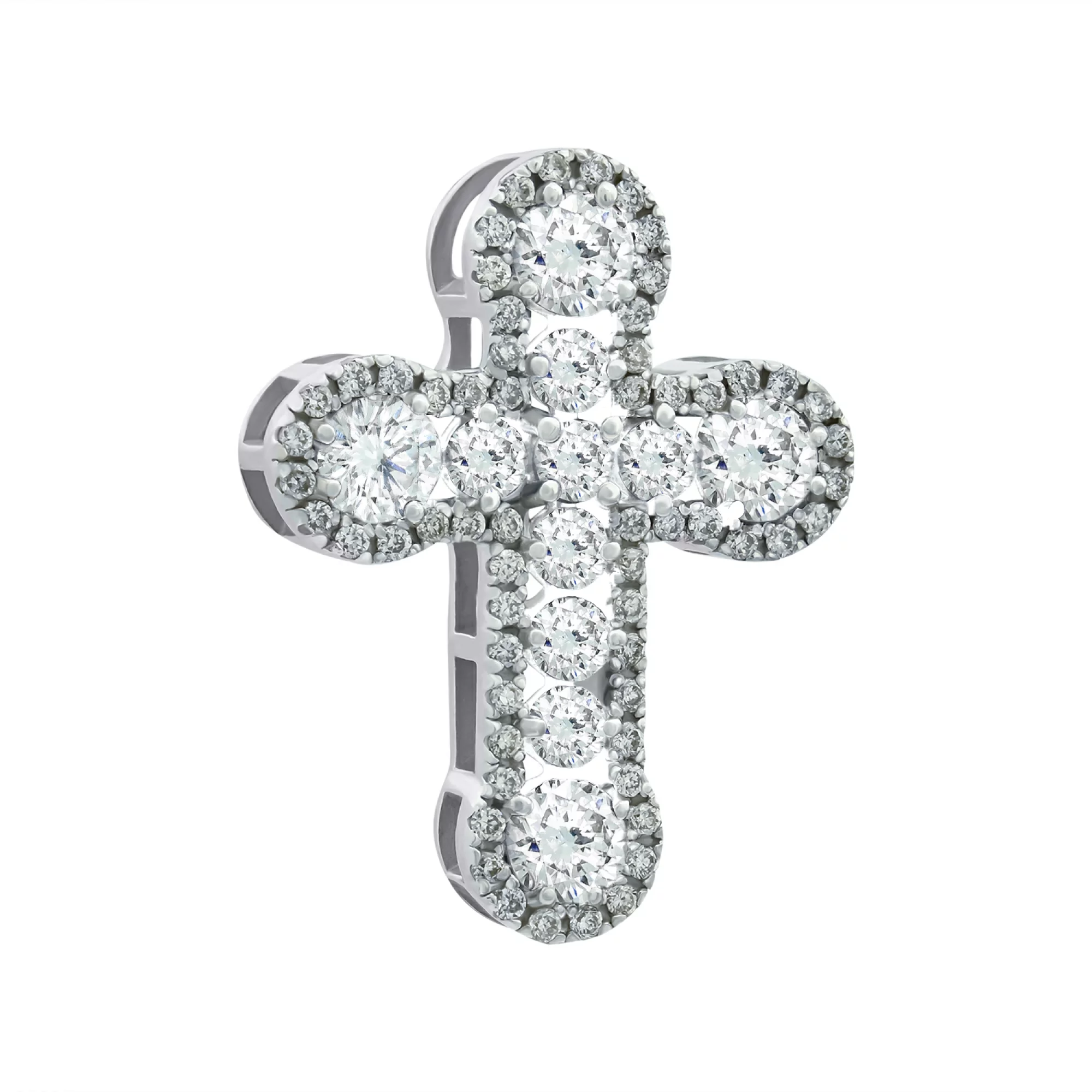 Крестик из белого золота с бриллиантами - 421370 – изображение 1