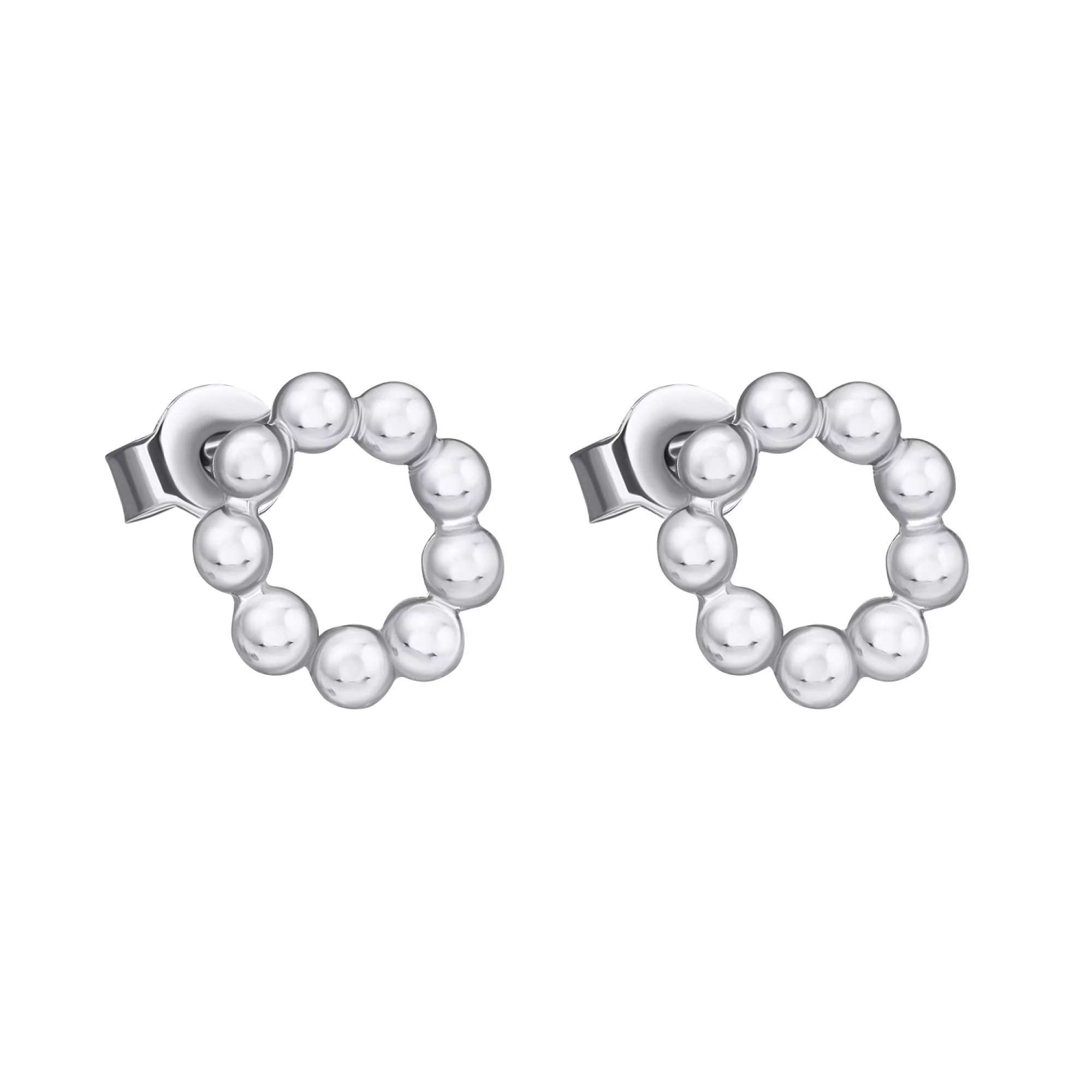 Сережки-гвоздики шарики из серебра  - 1501266 – изображение 1
