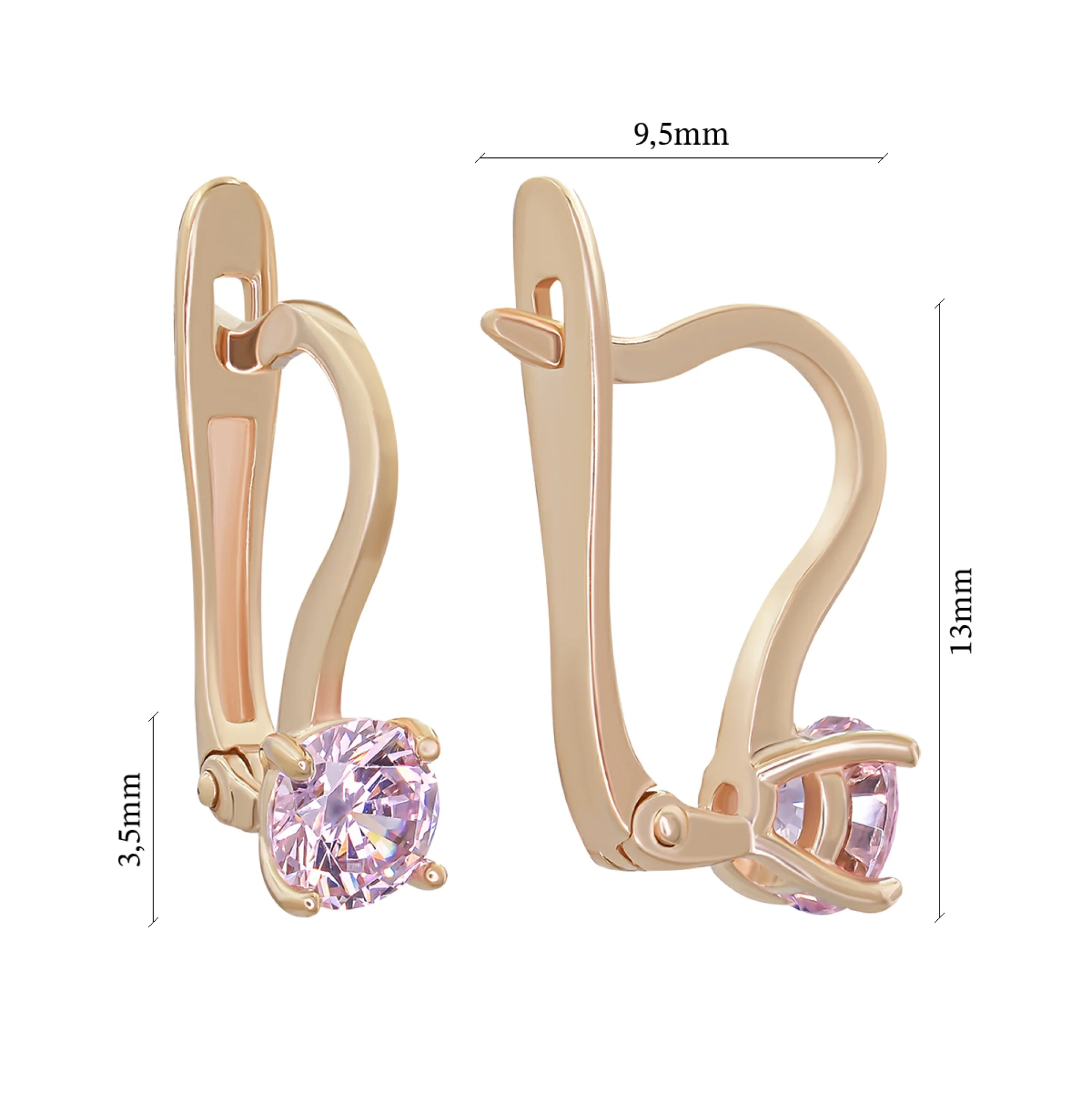 Сережки из красного золота с фианитом - 965289 - 3