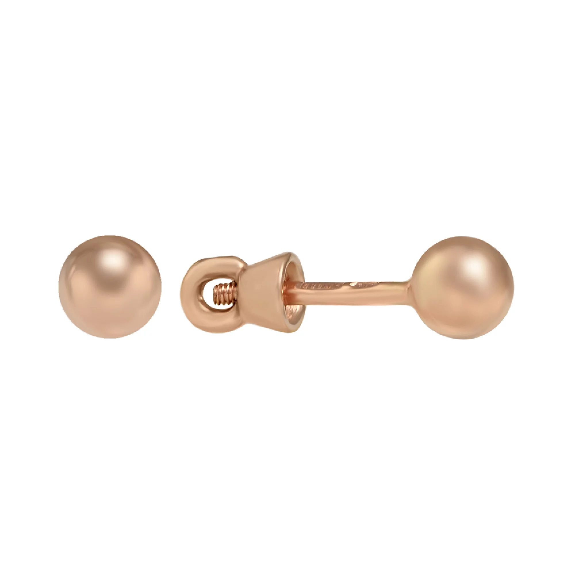 Серьги-гвоздики из красного золота в виде шариков - 1443525 - 1
