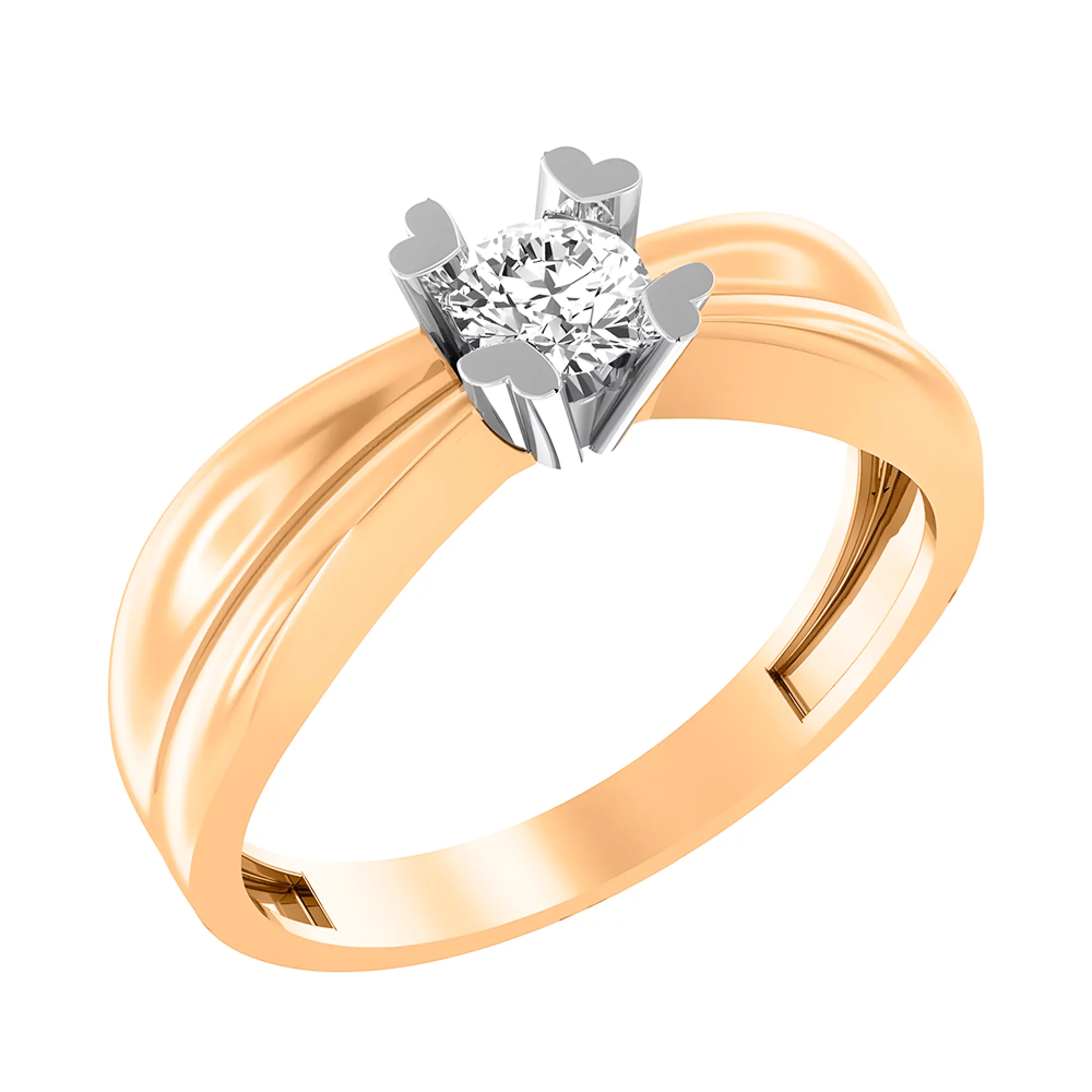 Золотое кольцо с фианитом - 585428 – изображение 1