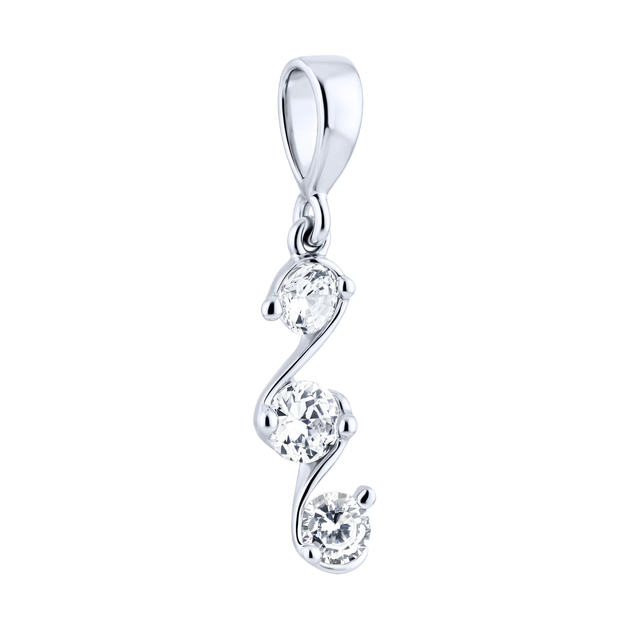 Серебряный подвес "Завитки" с фианитами - 2139068 - 1