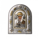 Срібна ікона "Святий Миколай" з позолотою - 1592597