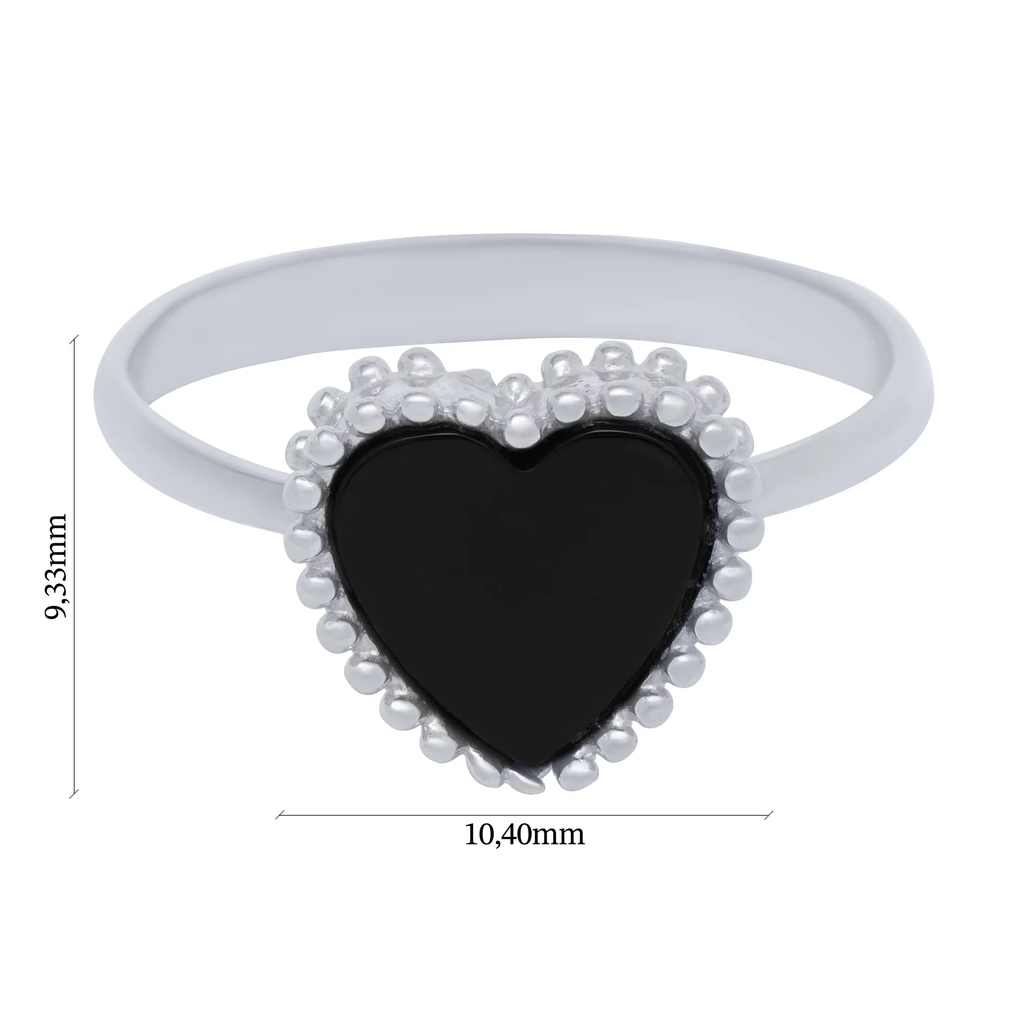 Серебряное кольцо "Сердце" с ониксом - 1682867 – изображение 3