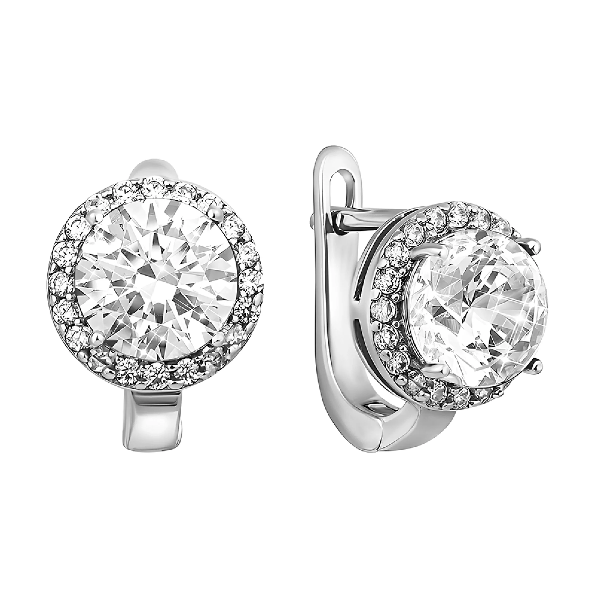 Серебряные серьги с фианитами - 379834 - 1