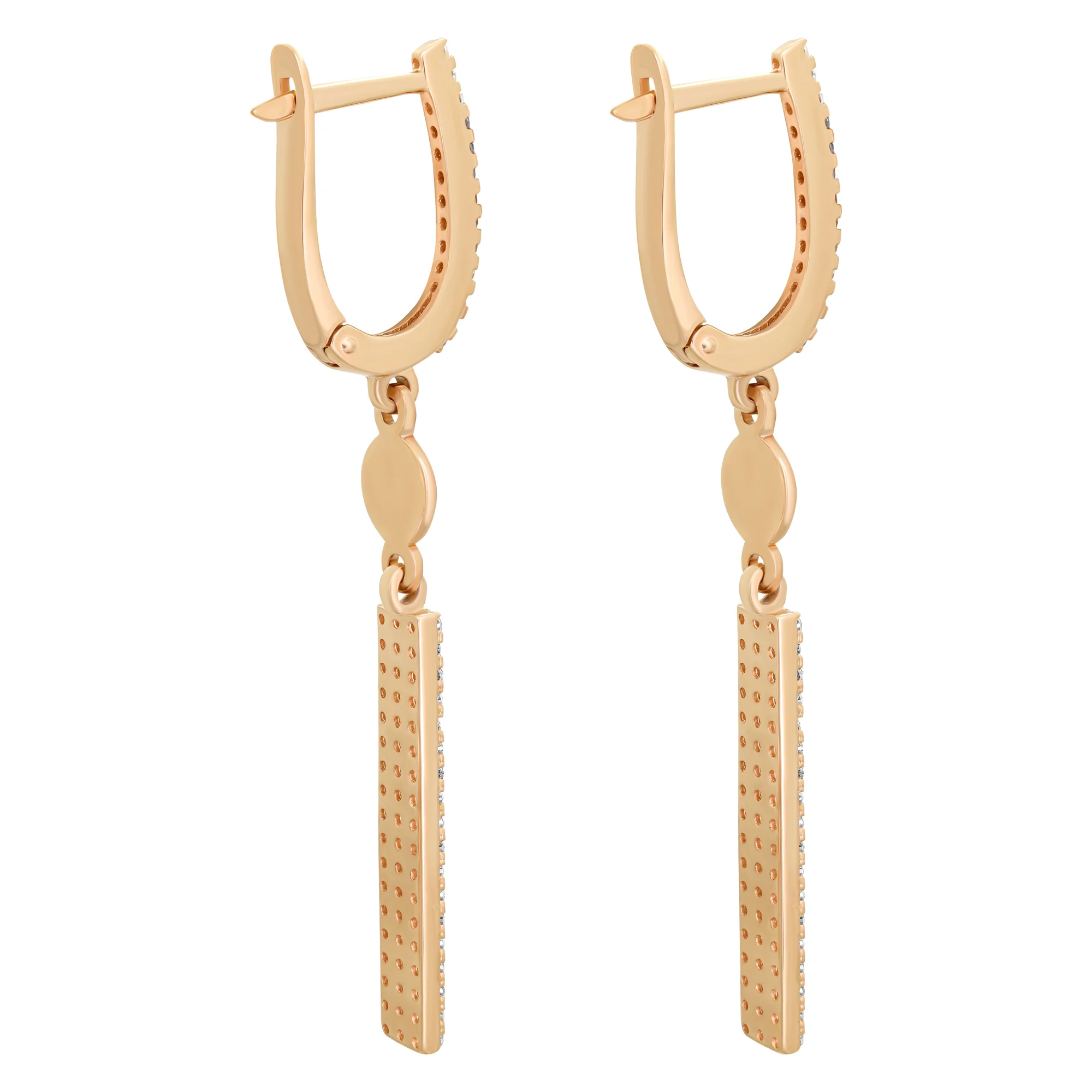Сережки из красного золота с подвесами с фианитами - 887716 - 2