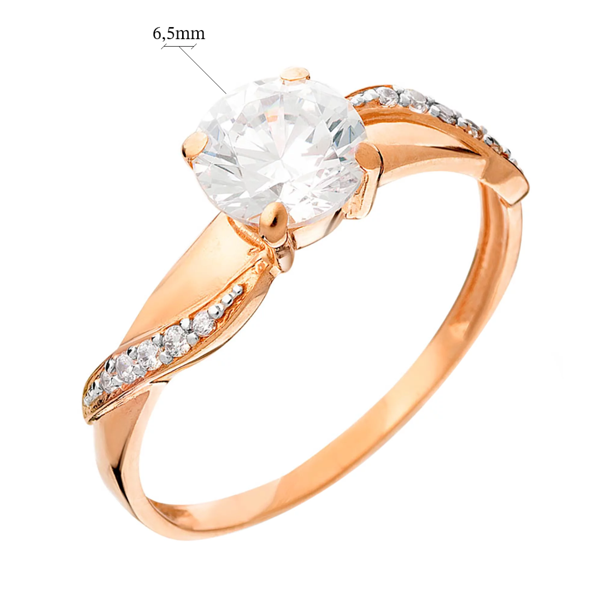 Золотое кольцо с фианитом - 569385 – изображение 2