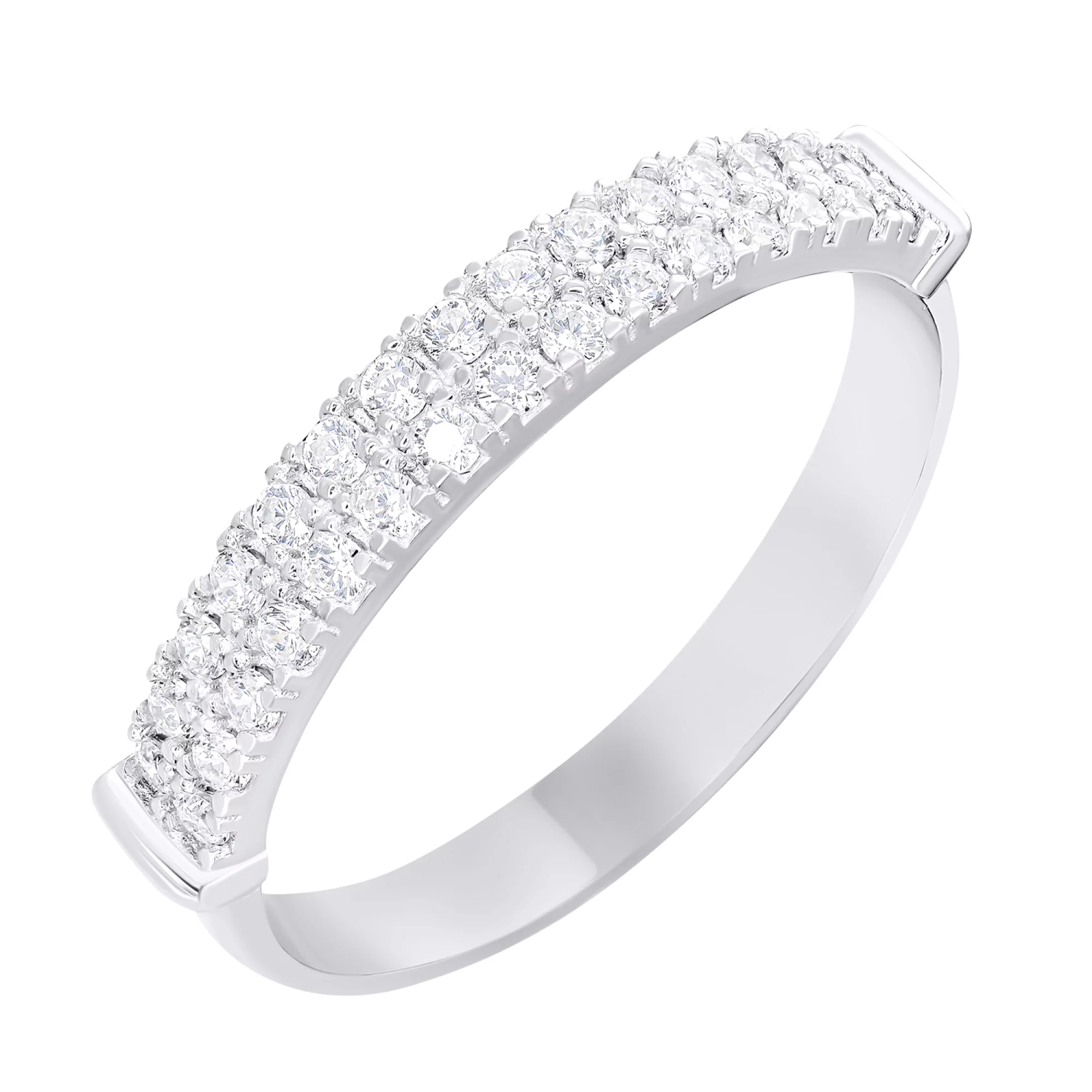 Серебряное кольцо с дорожкой белых фианитов - 1549890 – изображение 1