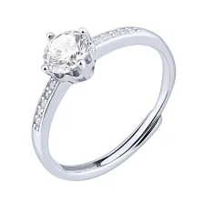 Срібна розсувна каблучка з фіанітами - 2001788