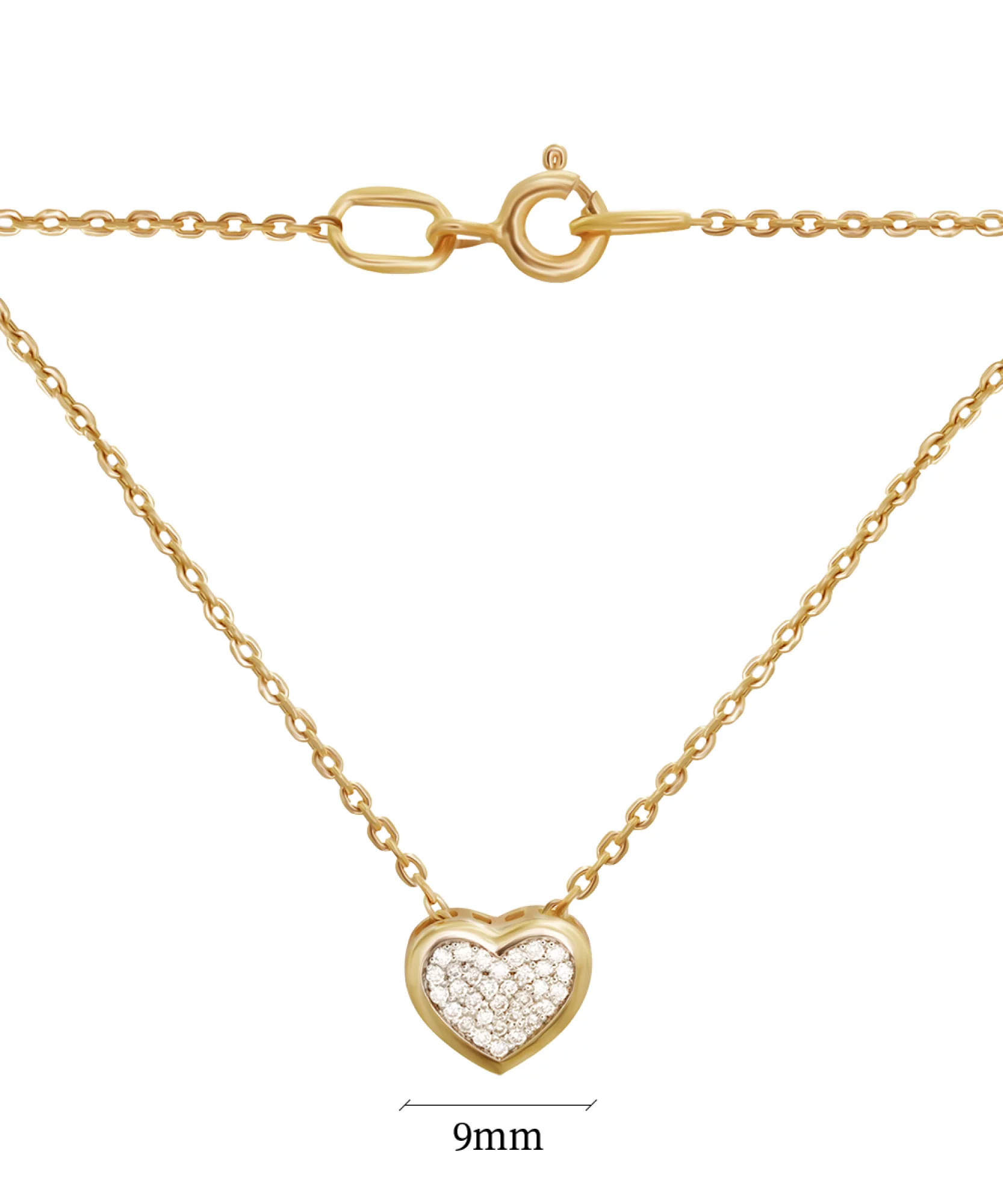 Золотая цепочка с подвеской и бриллиантами "Сердце" в якорном плетении - 892663 – изображение 2