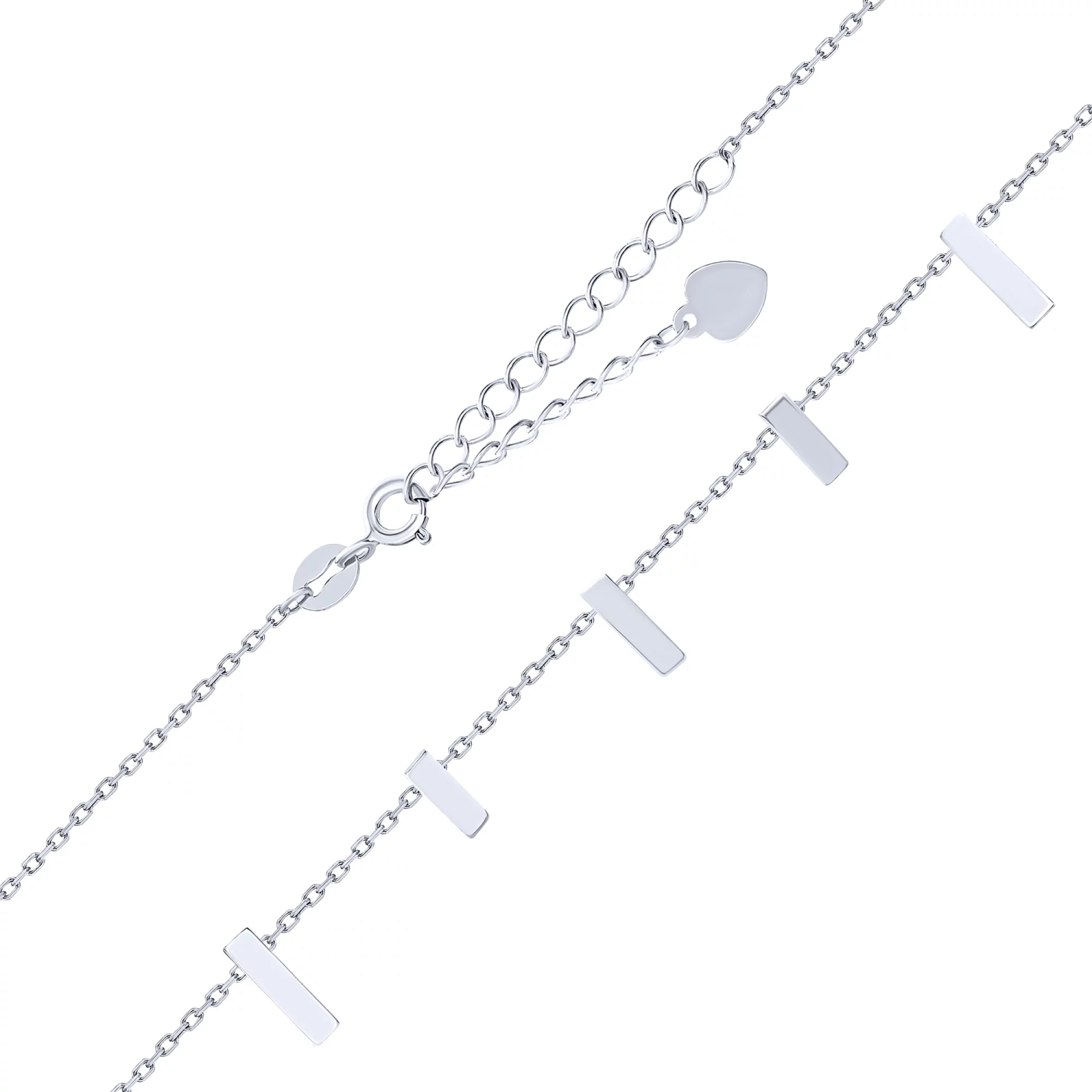 Колье серебряное с прямоугольными вставками якорное плетение - 1644191 – изображение 2