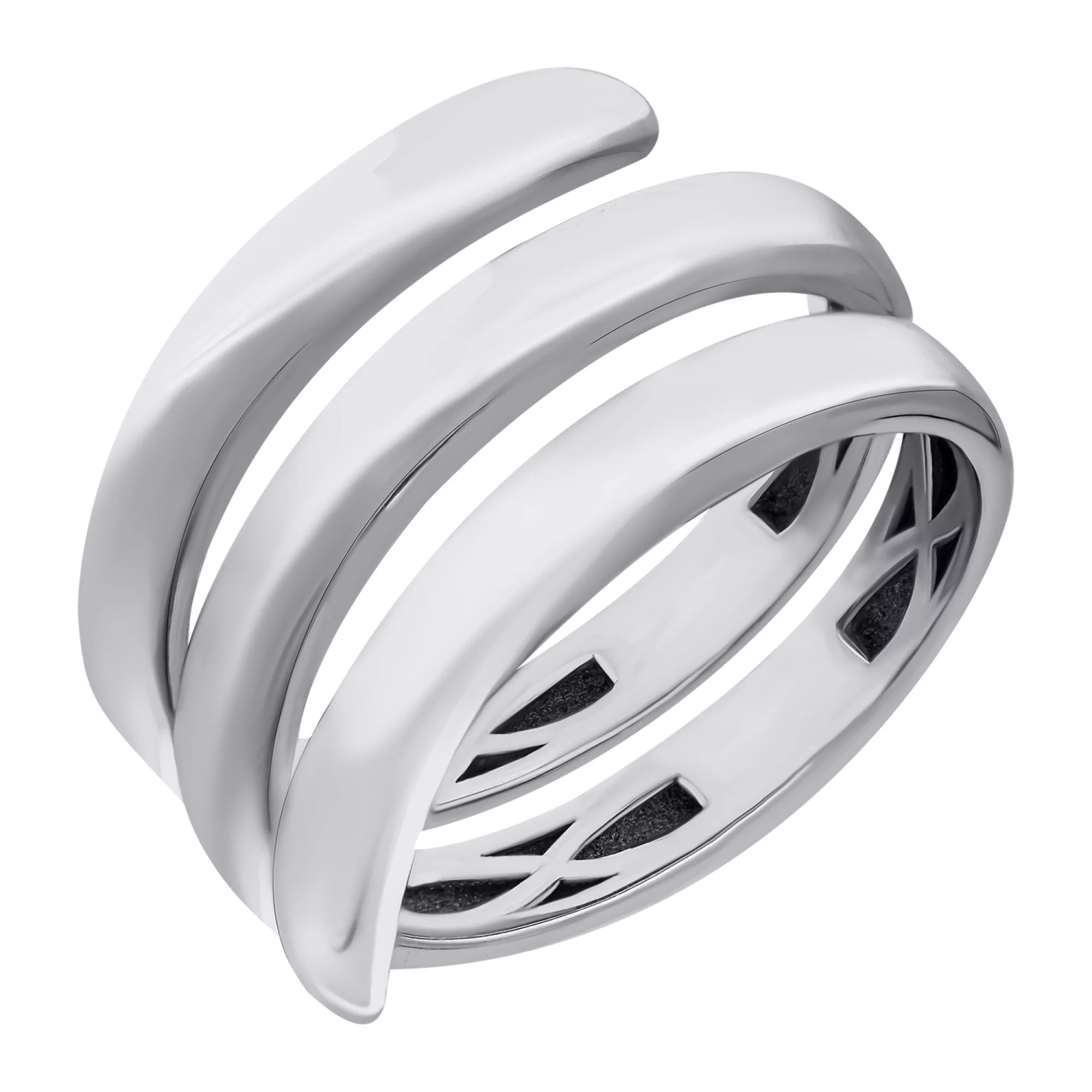 Кольцо серебряное с платиновым покрытием "Спираль" - 883346 – изображение 1