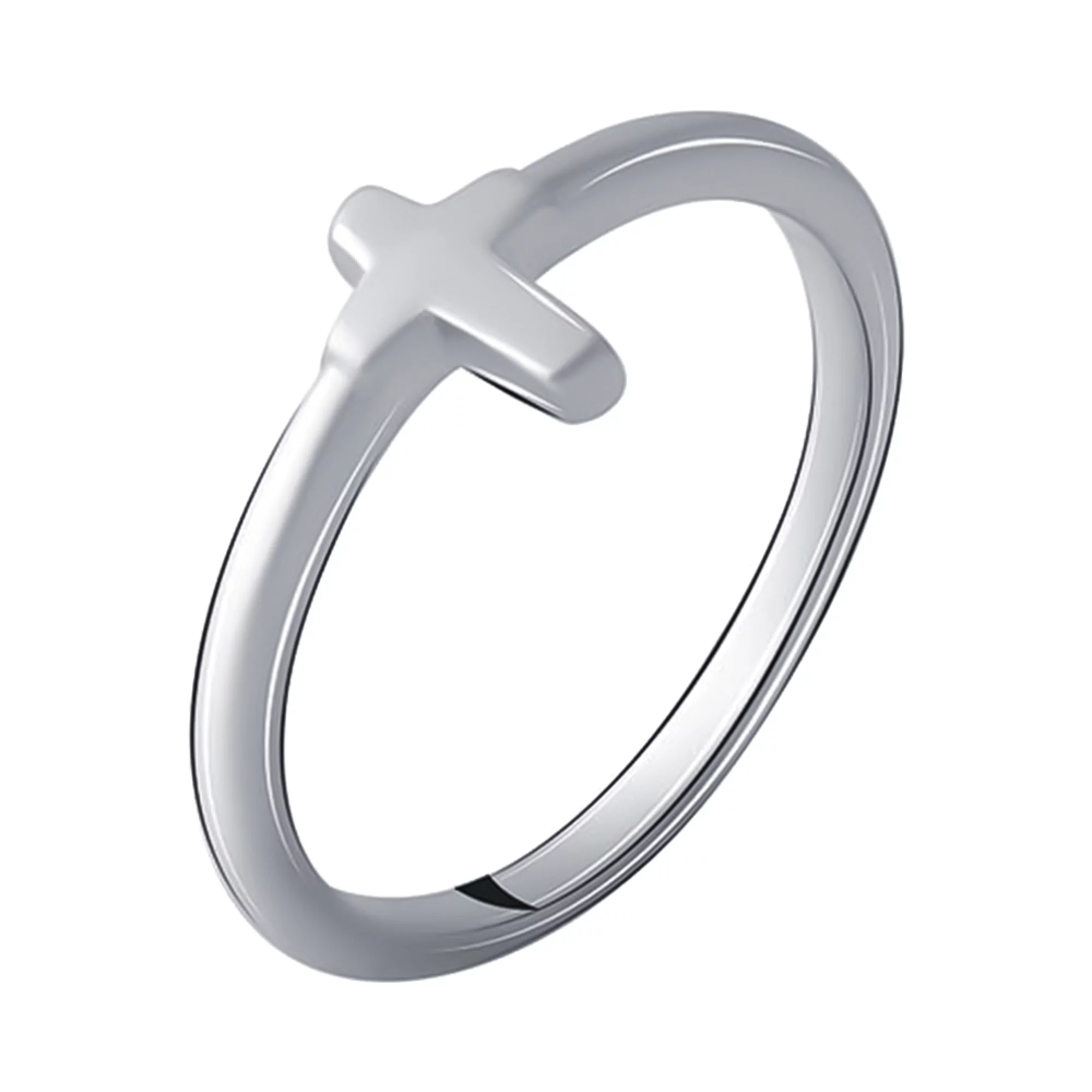 Серебряное кольцо "Крестик" - 1446955 – изображение 1