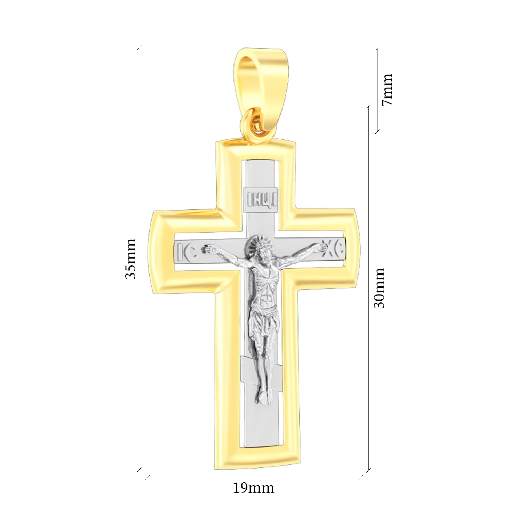 Крестик из комбинированого золота - 972543 – изображение 2