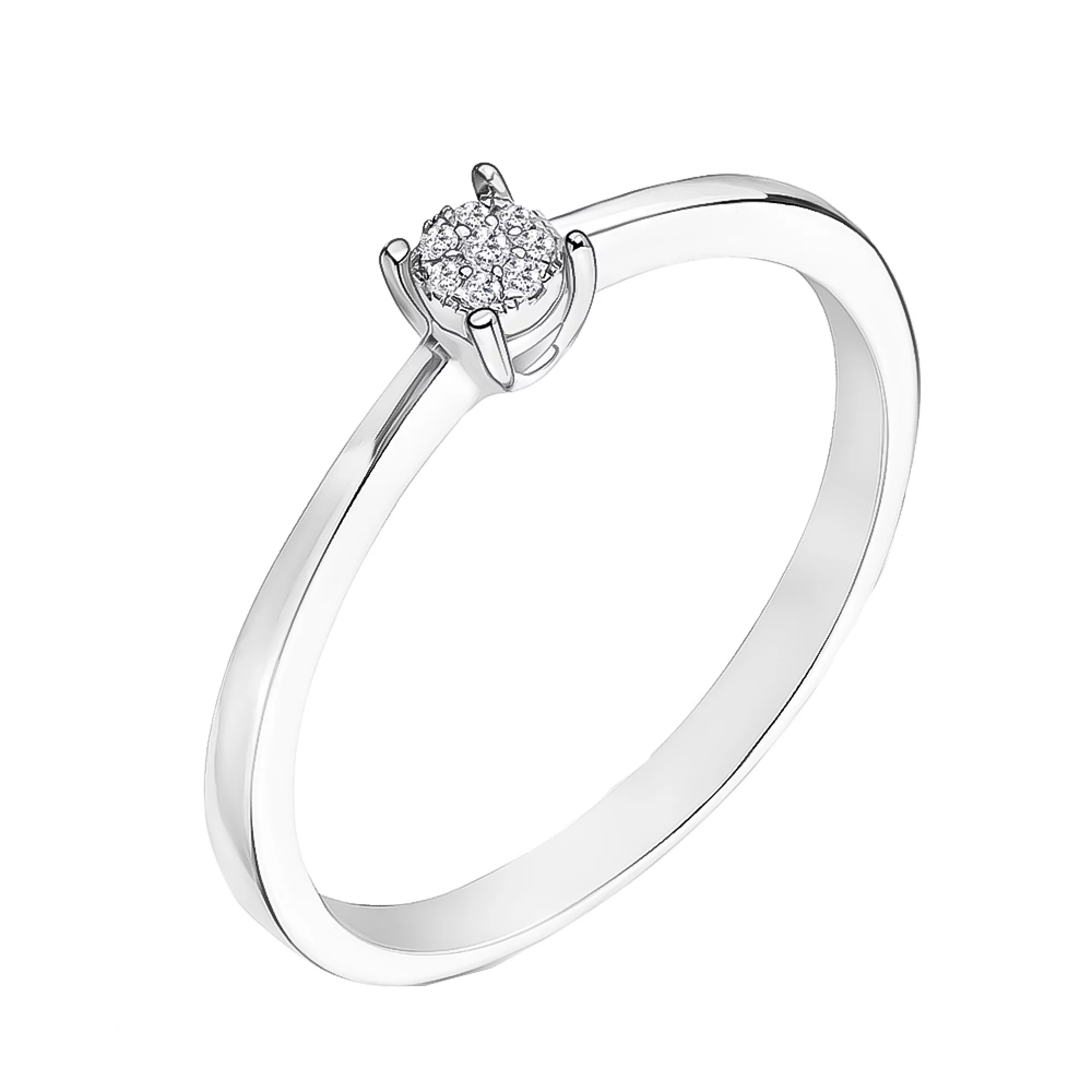 Кольцо в белом золоте для помолвки с бриллиантами - 1704141 – изображение 1