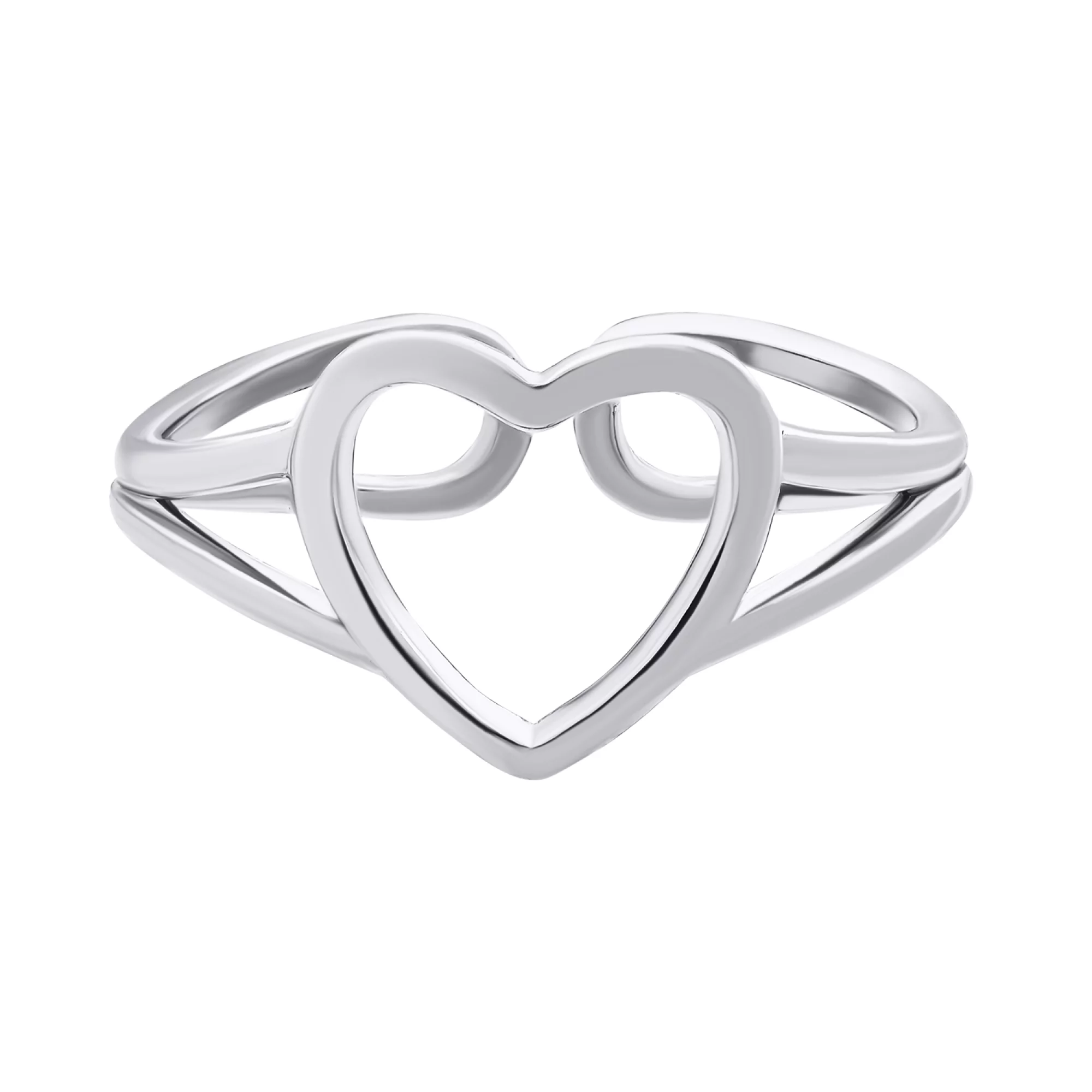 Кольцо серебряное в форме сердца - 1508434 – изображение 2