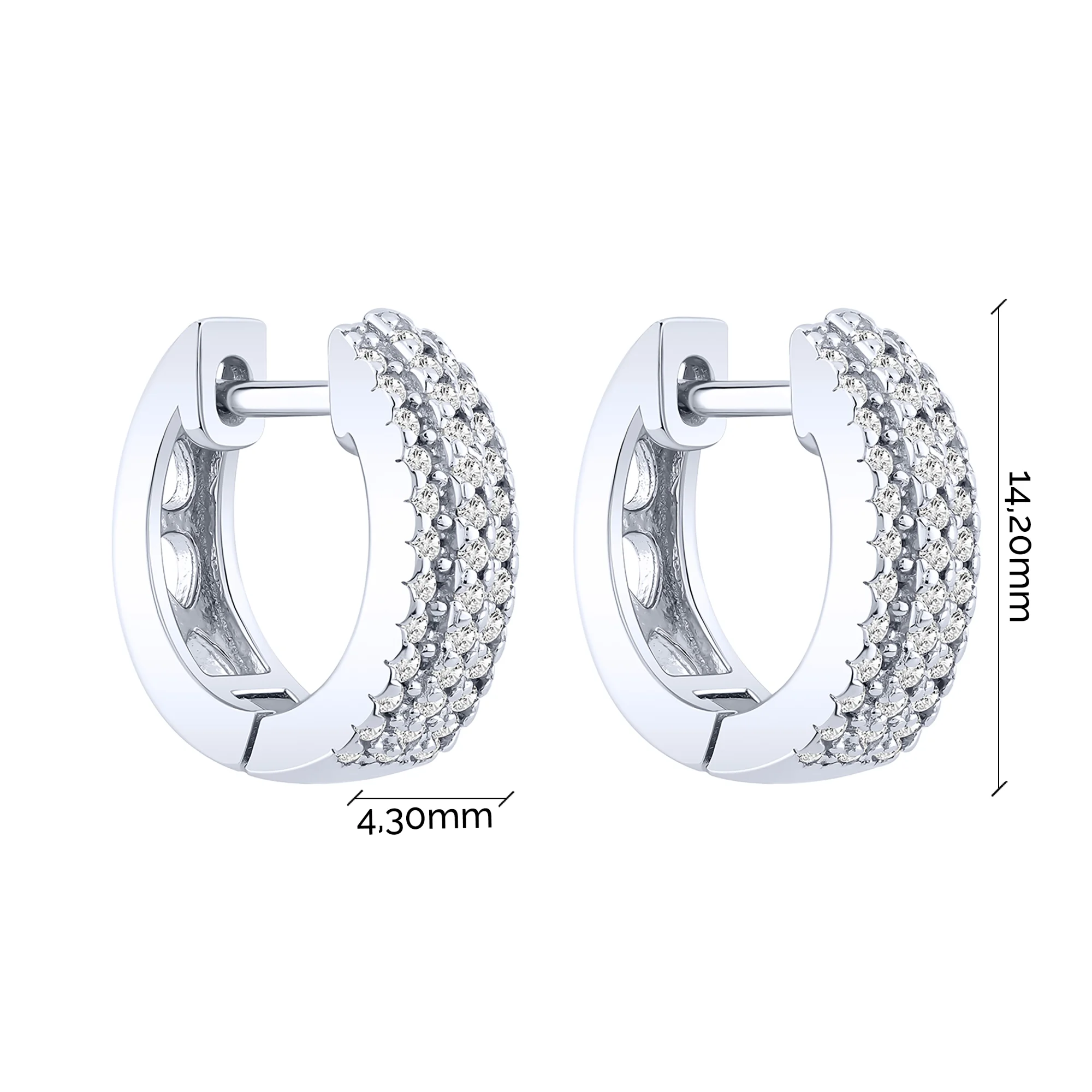 Сережки-кольца из серебра с фианитами  - 2249192 - 2