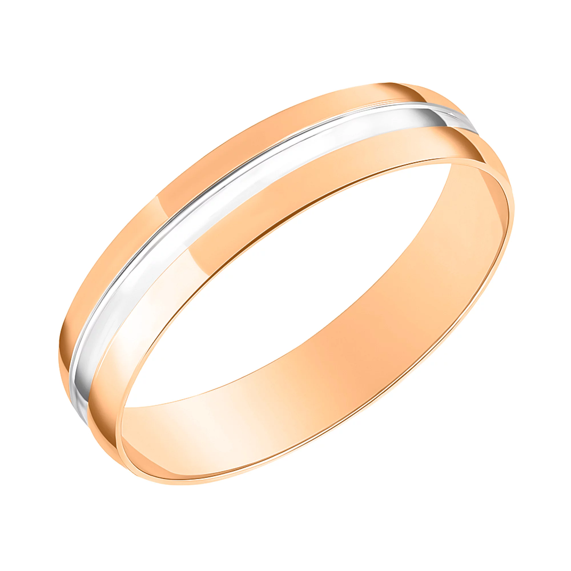 Обручальное кольцо американка из комбинированного золота  - 971528 – изображение 1