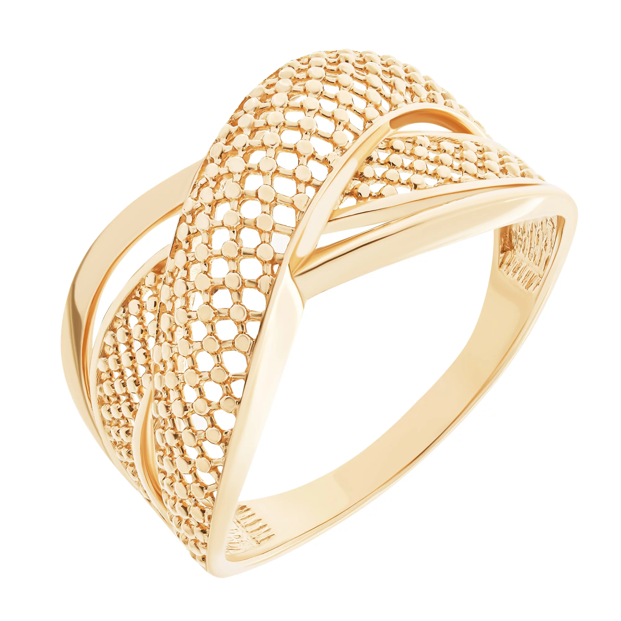 Широкое кольцо "Переплетение" из красного золота  - 1529751 – изображение 1