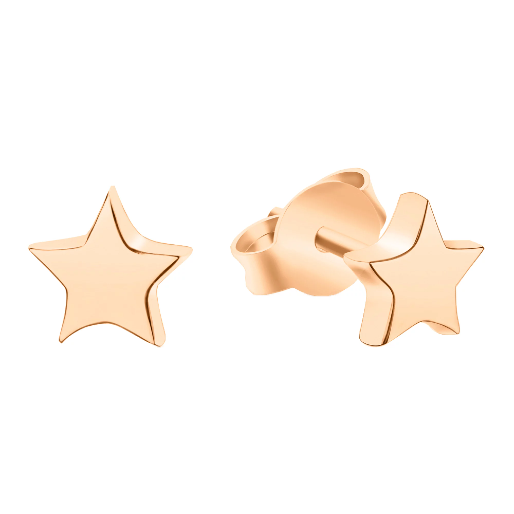 Сережки-гвоздики из красного золота "Звездочки" - 948686 – изображение 1