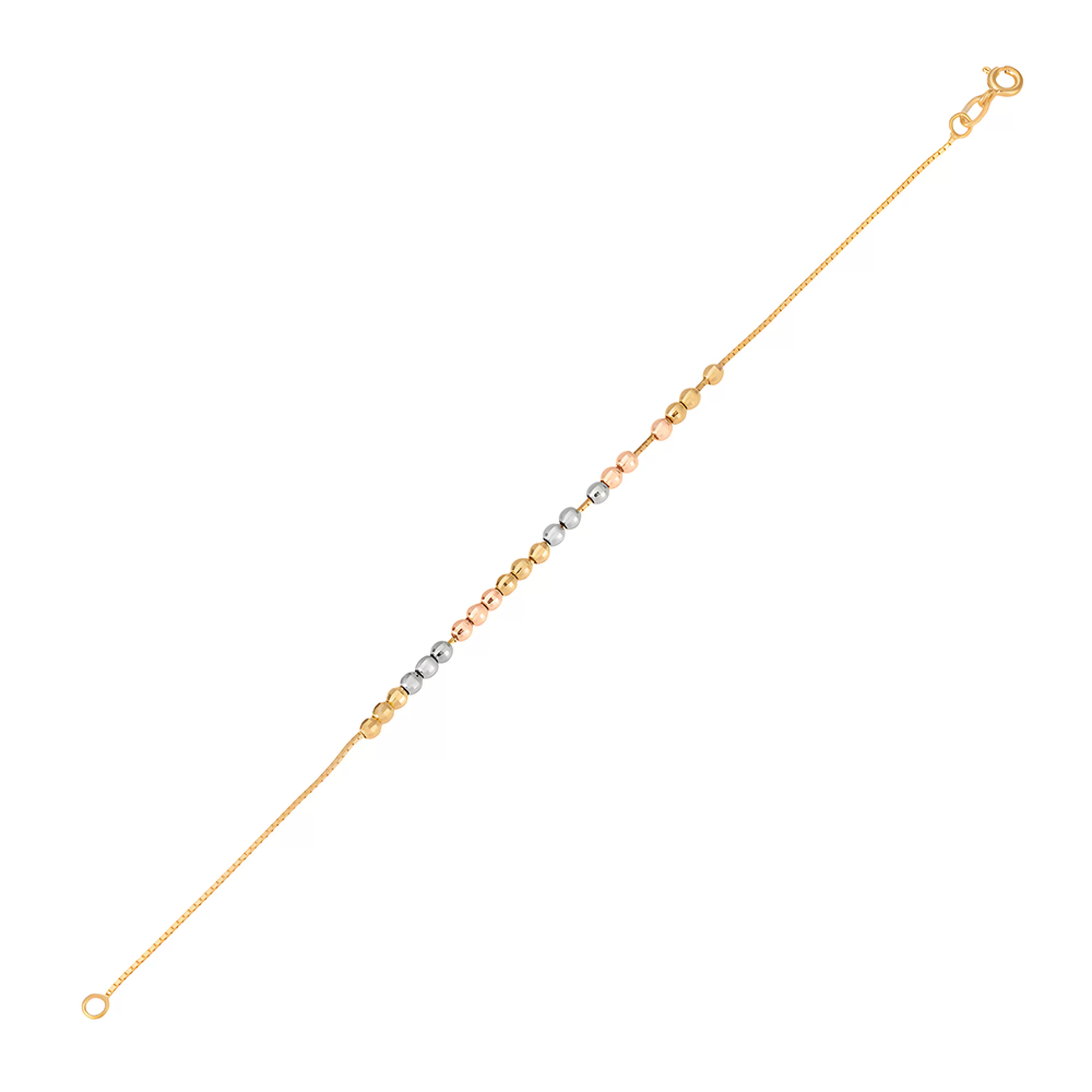 Браслет "Шарики" в комбинированном золоте плетение венецианское - 1531725 – изображение 2