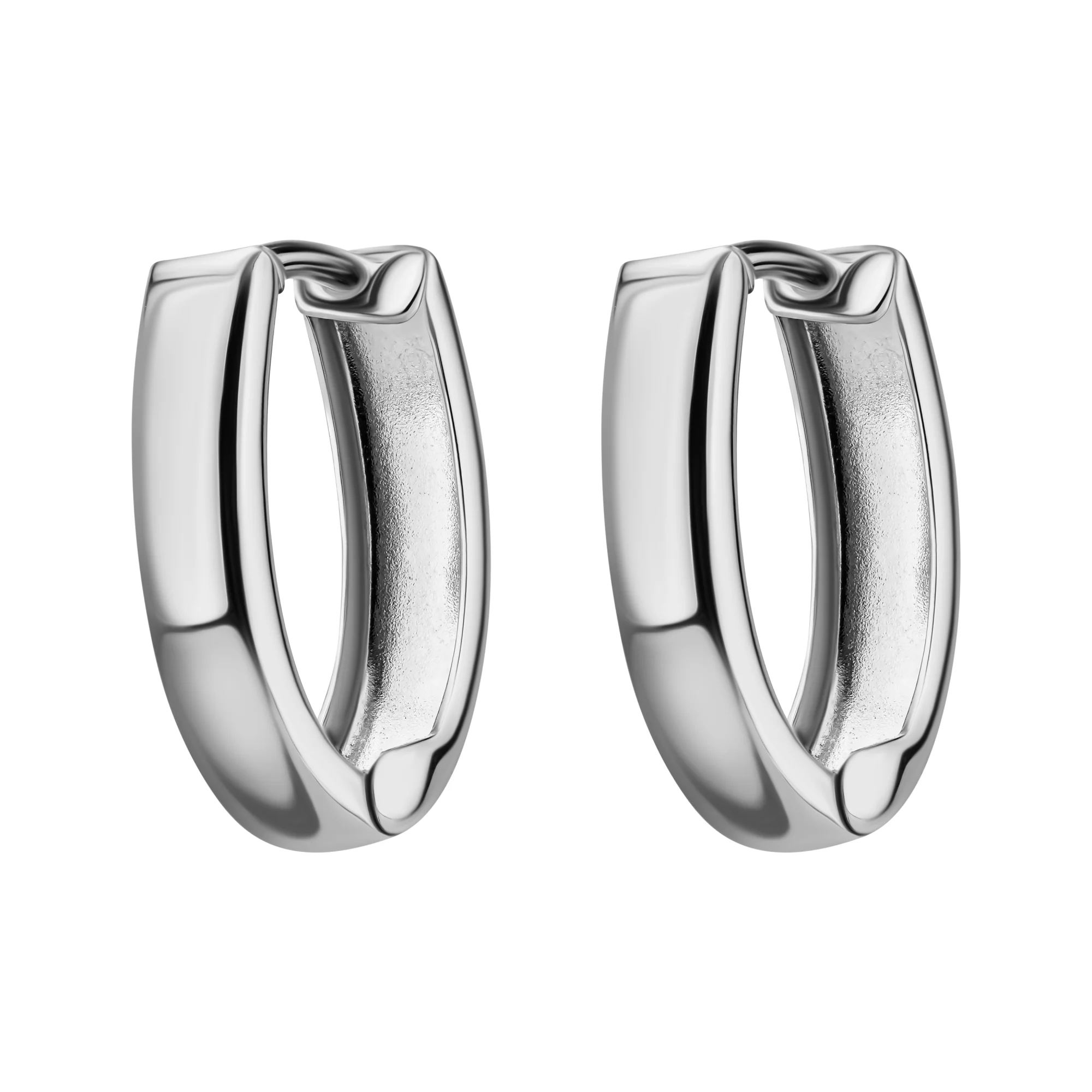 Сережки-кольца из белого золота в стиле минимализм - 1856215 - 3