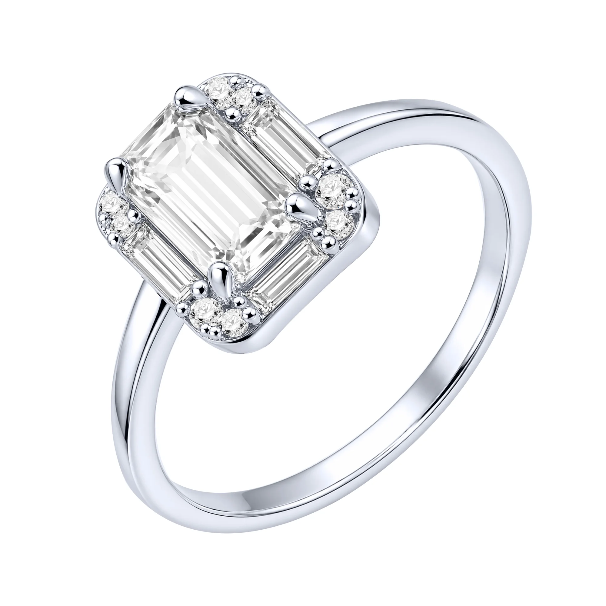 Серебряное кольцо "Геометрия" с фианитами - 2279876 - 1