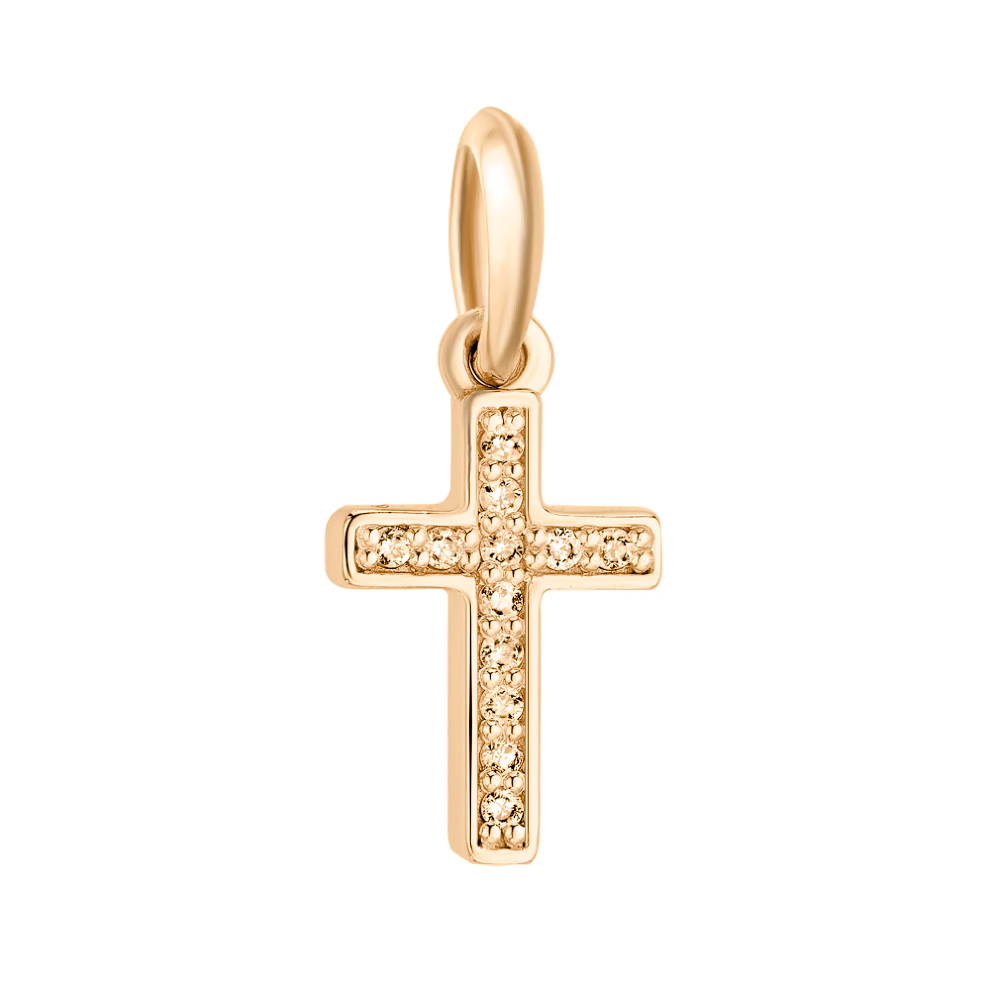 Крестик золотой с дорожкой бриллиантов - 1589093 – изображение 1