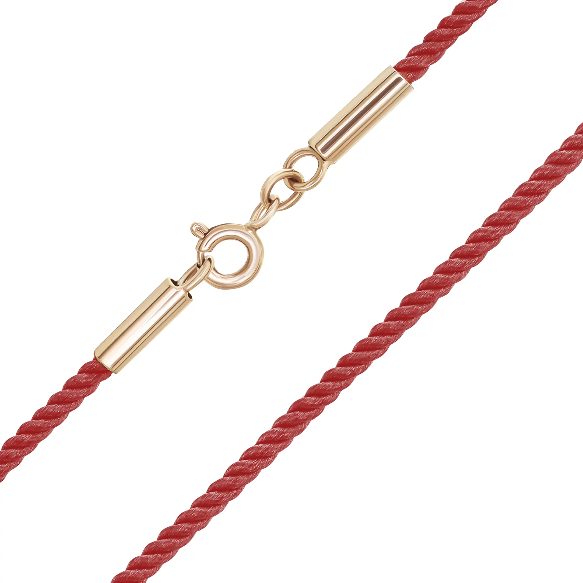 Червоний шовковий шнурок із золотою застібкою - 1743345 – зображення 1